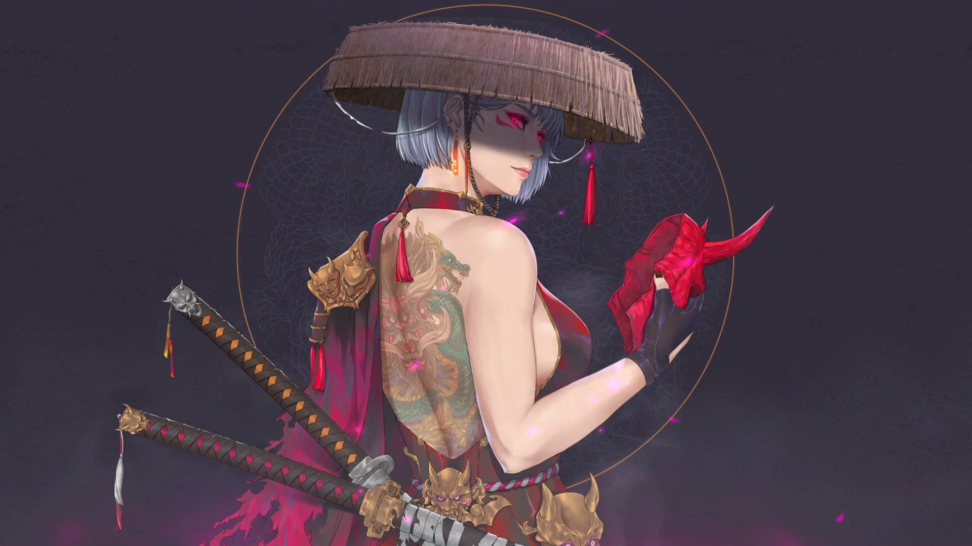 Oni Girl Samurai Live Wallpaper