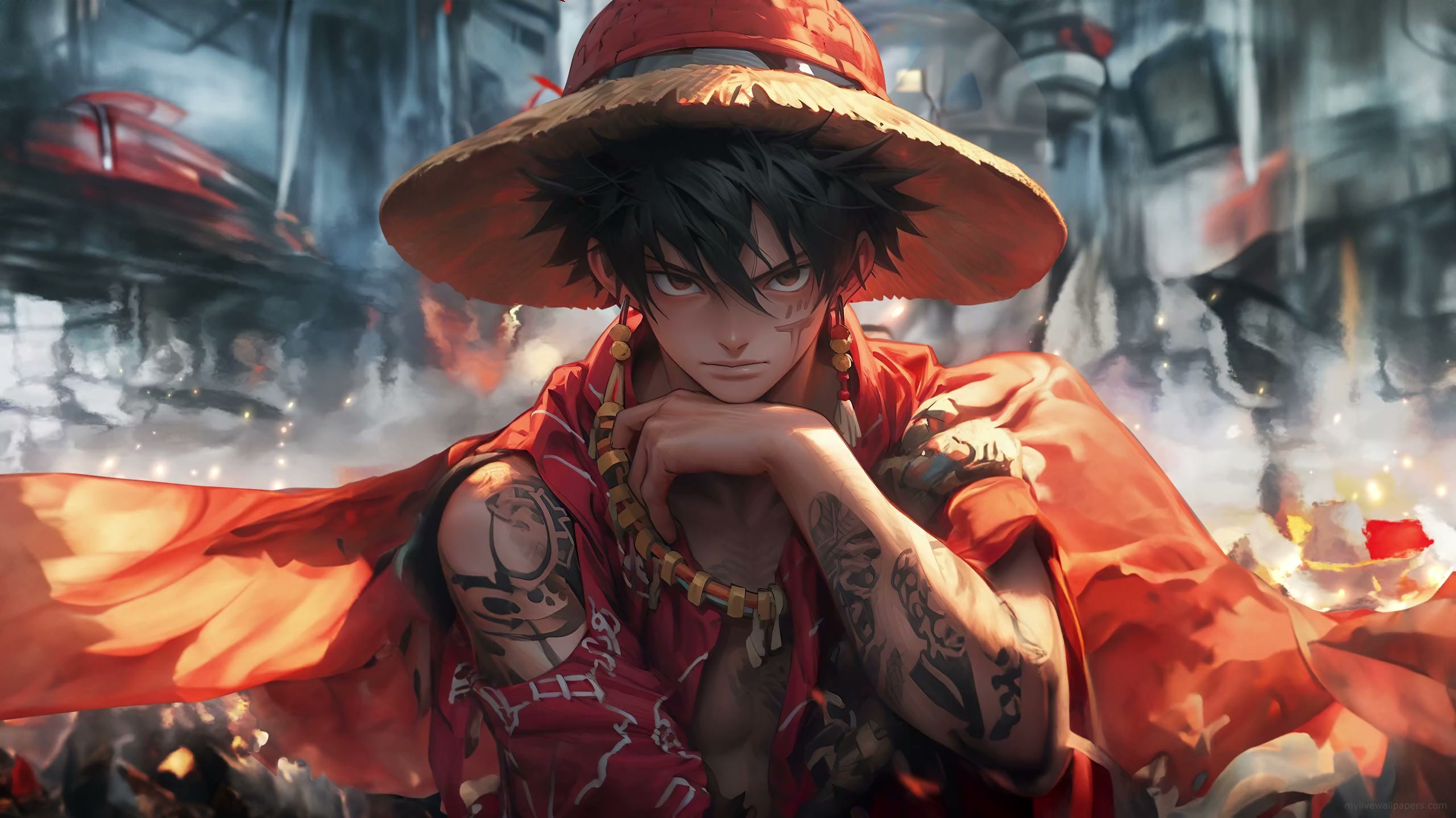 One Piece Tattooed Luffy QHD Live Wallpaper