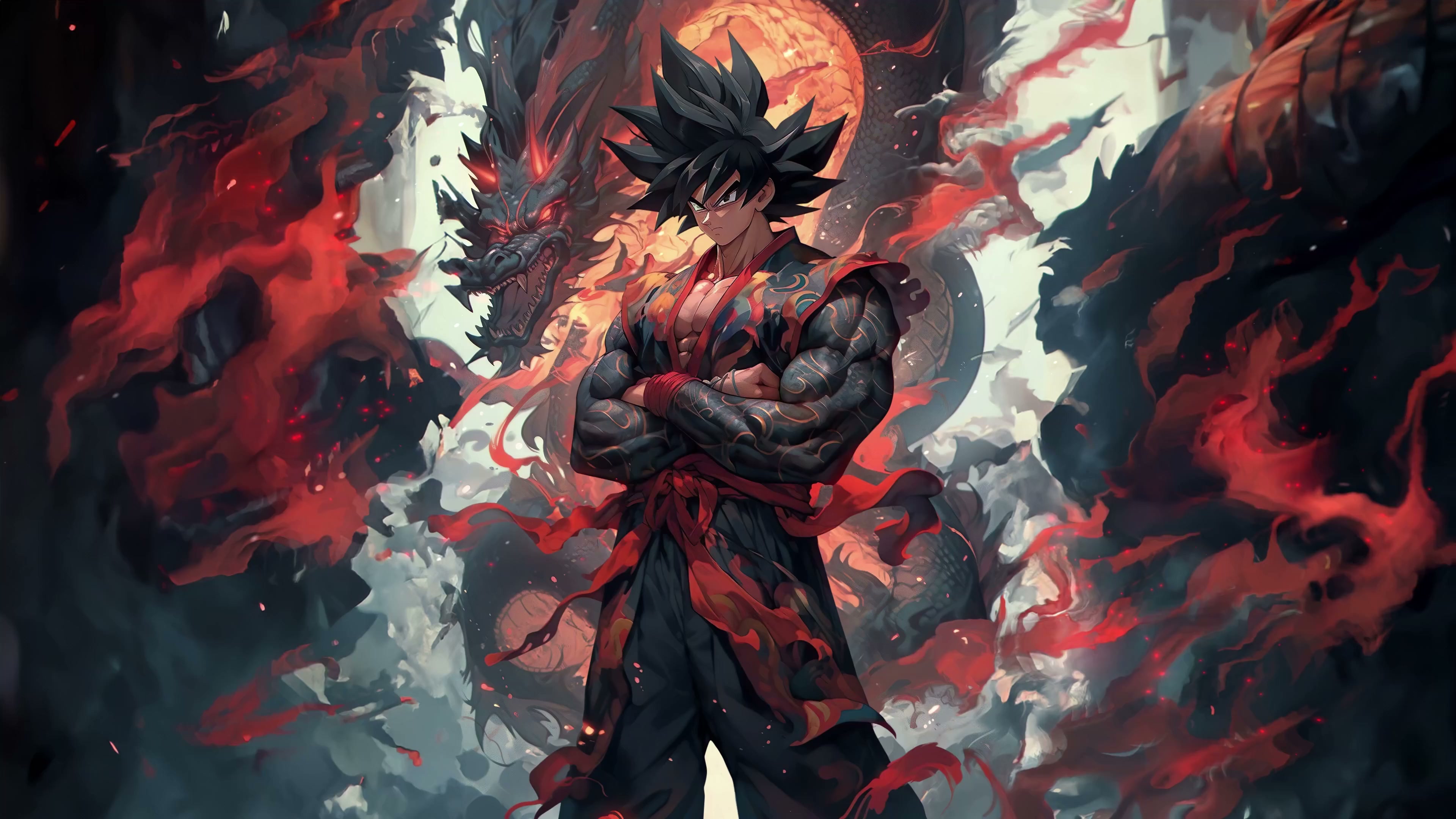 Goku and Dragon in 4K Live Wallpaper