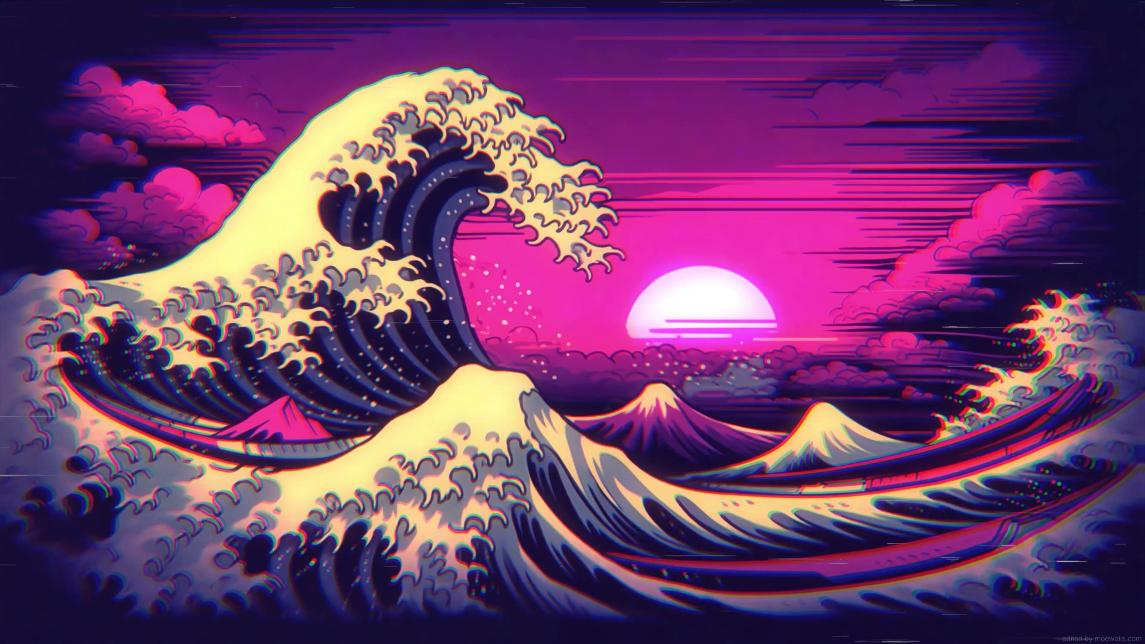 Synth Waves Kanagawa 4K Live Wallpaper