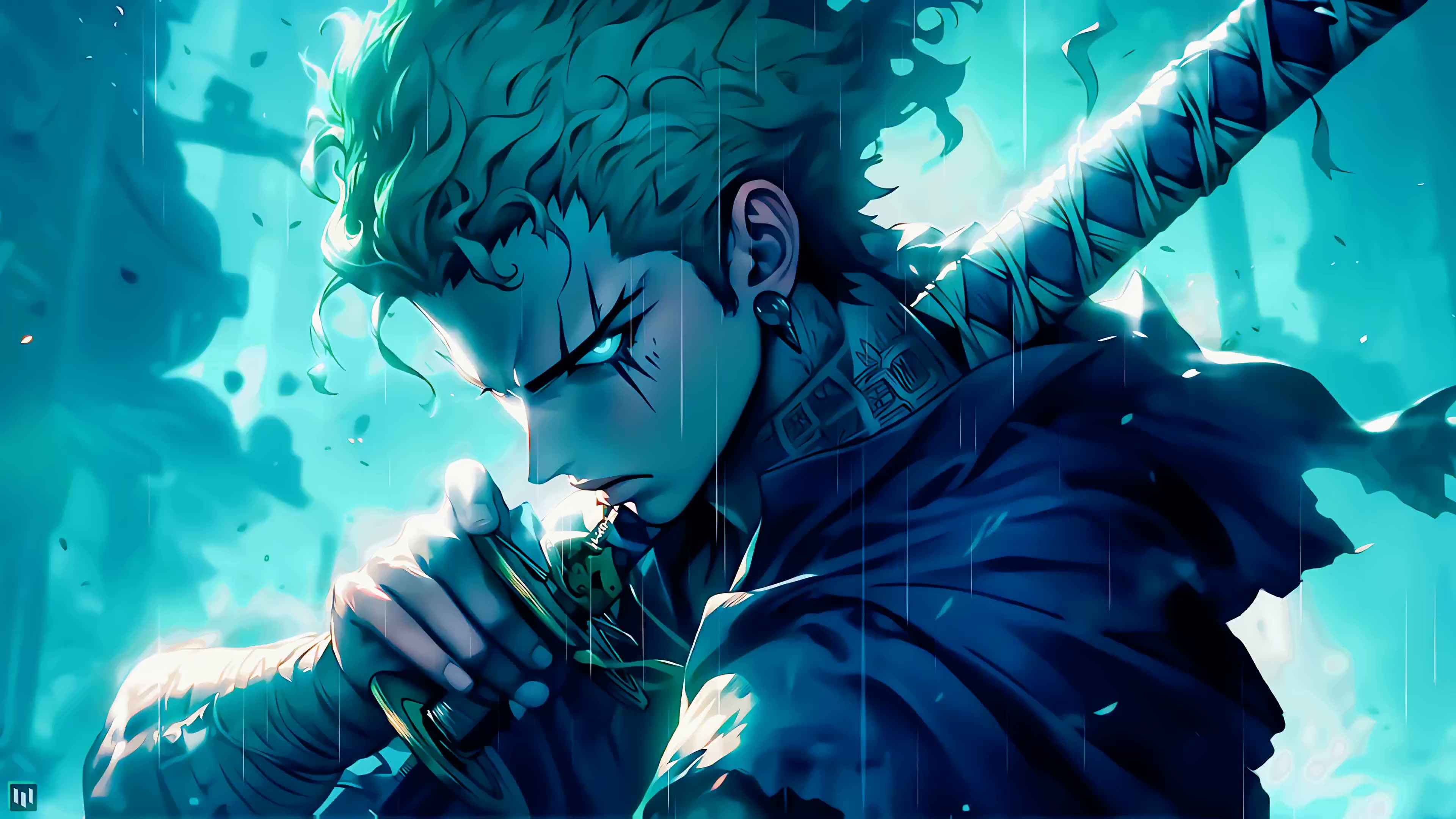 Roronoa Zoro on Rain Live Wallpaper
