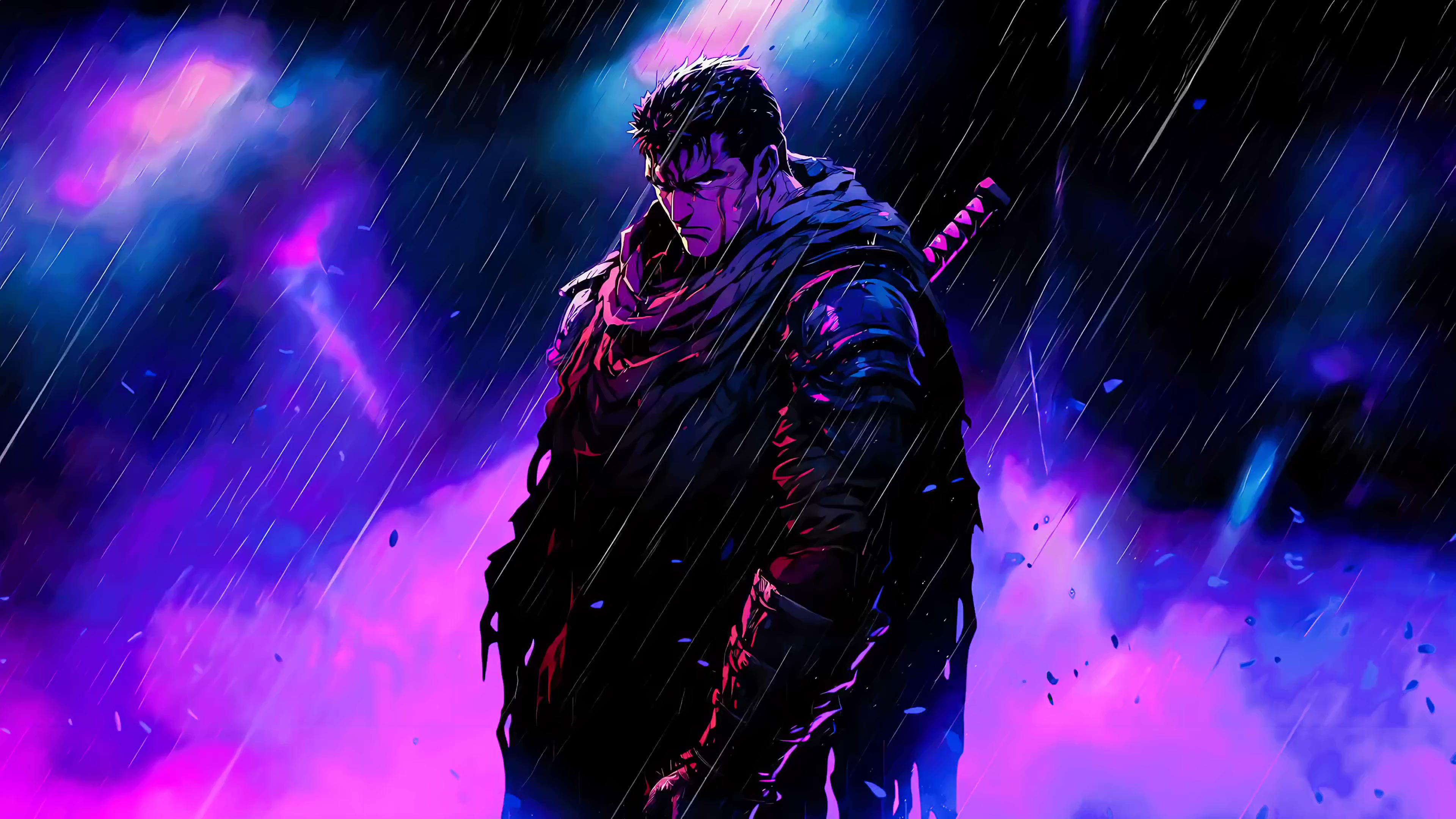 Berserk Guts in Rain Live Wallpaper