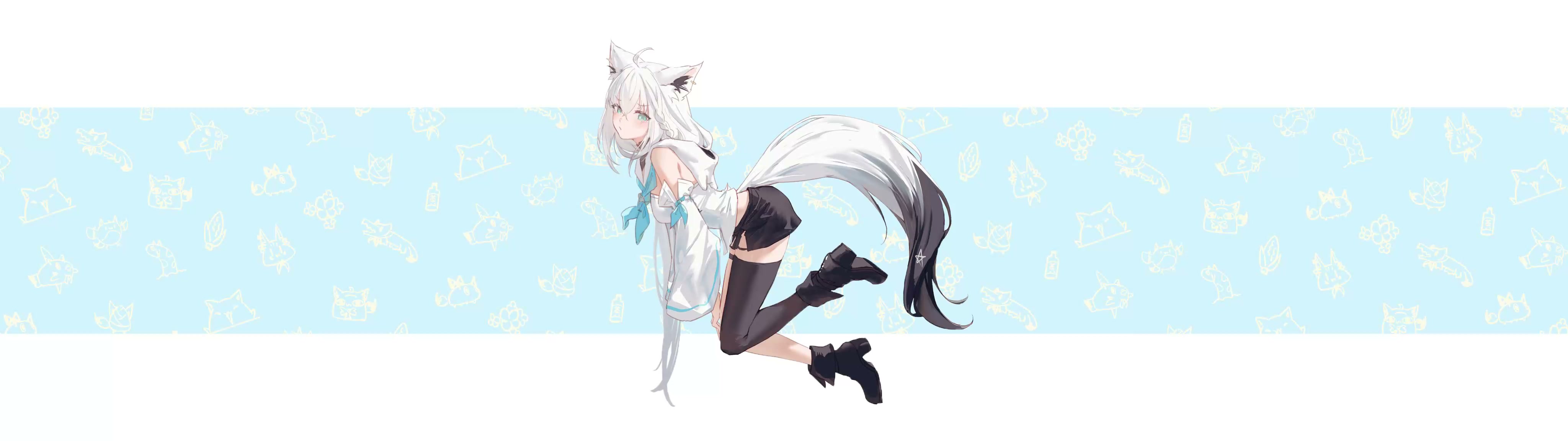 Shirakami Fubuki Dual Monitor Live Wallpaper