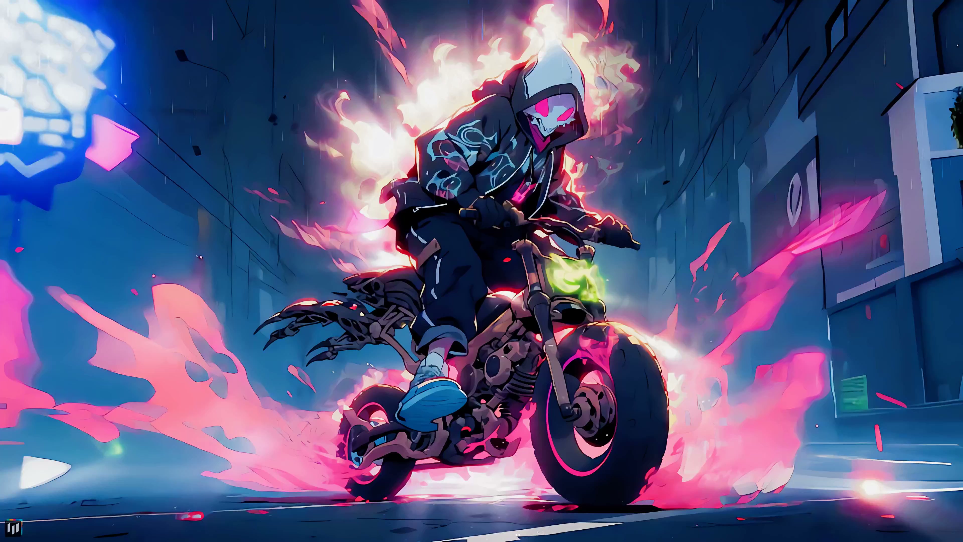 Skeleton Riding a Bike Live Wallpaper