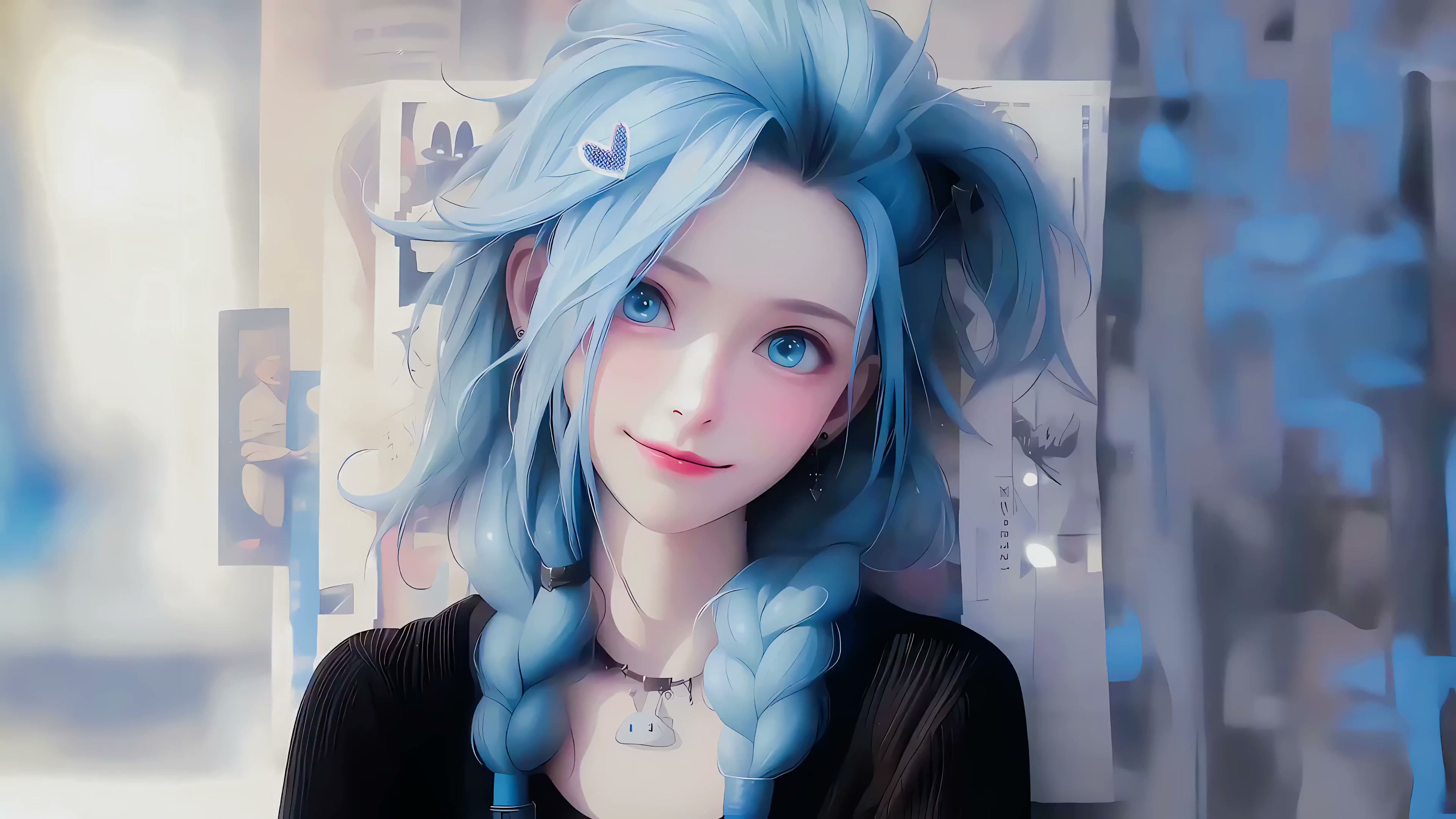 Blue Hair Girl Live Wallpaper