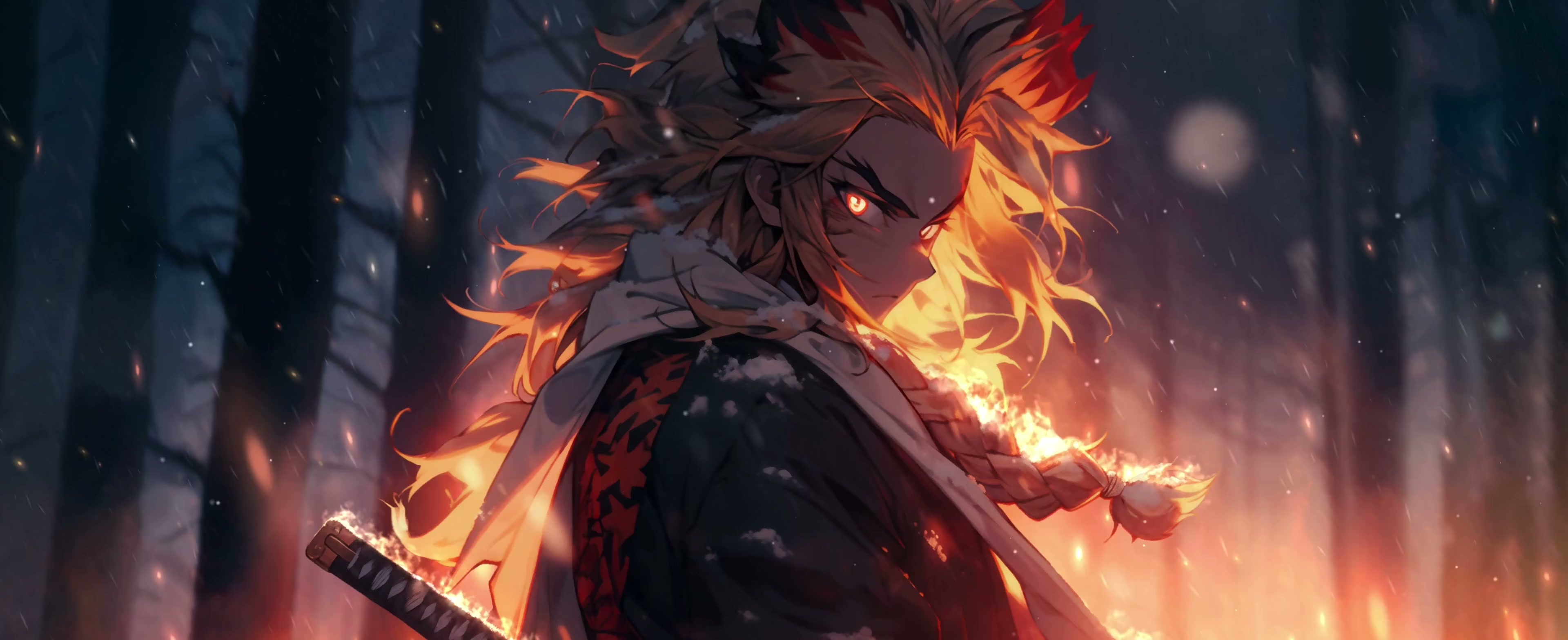 Kyojuro Rengoku in Winter Live Wallpaper