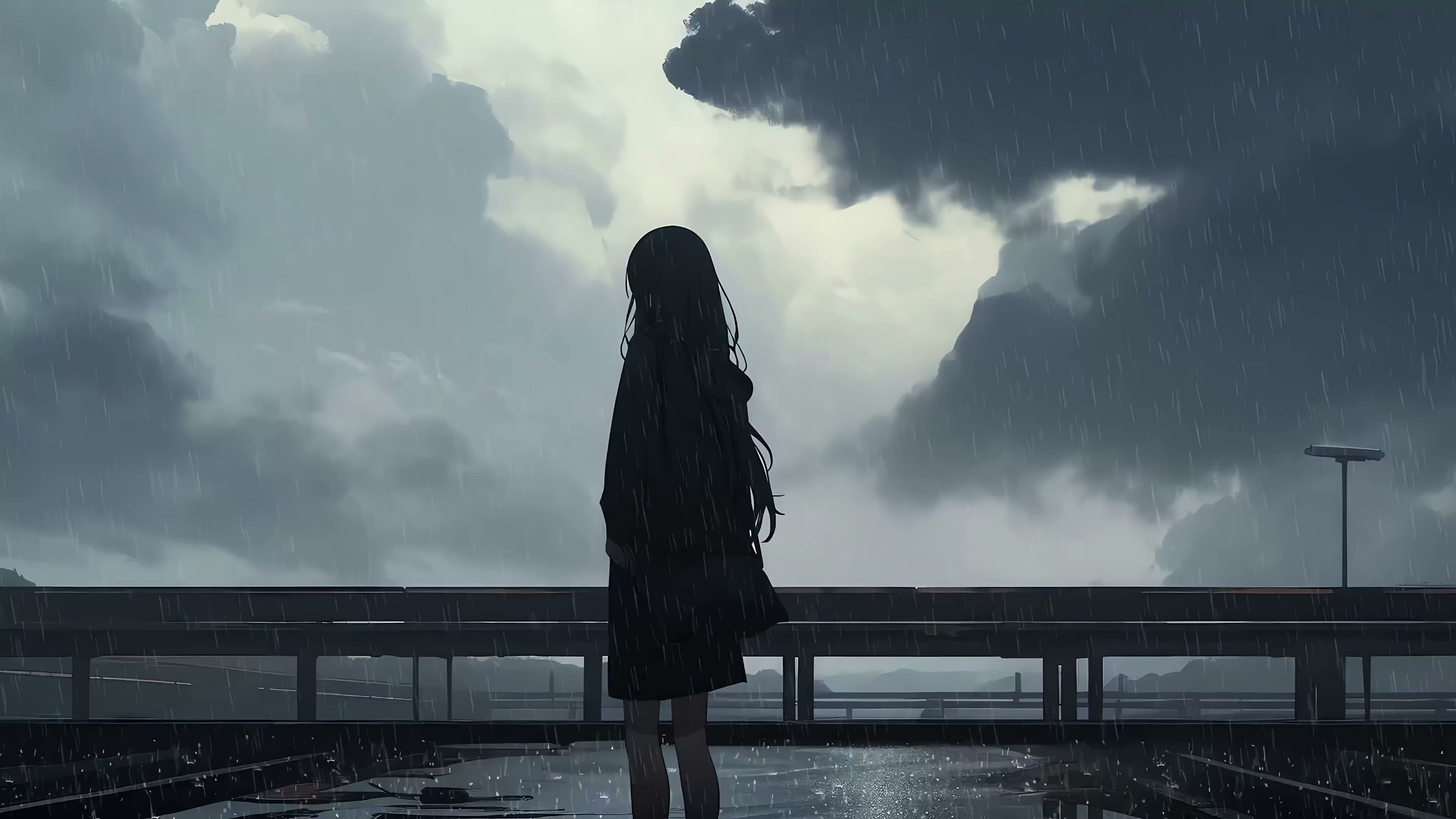 Alone In Rain Live Wallpaper