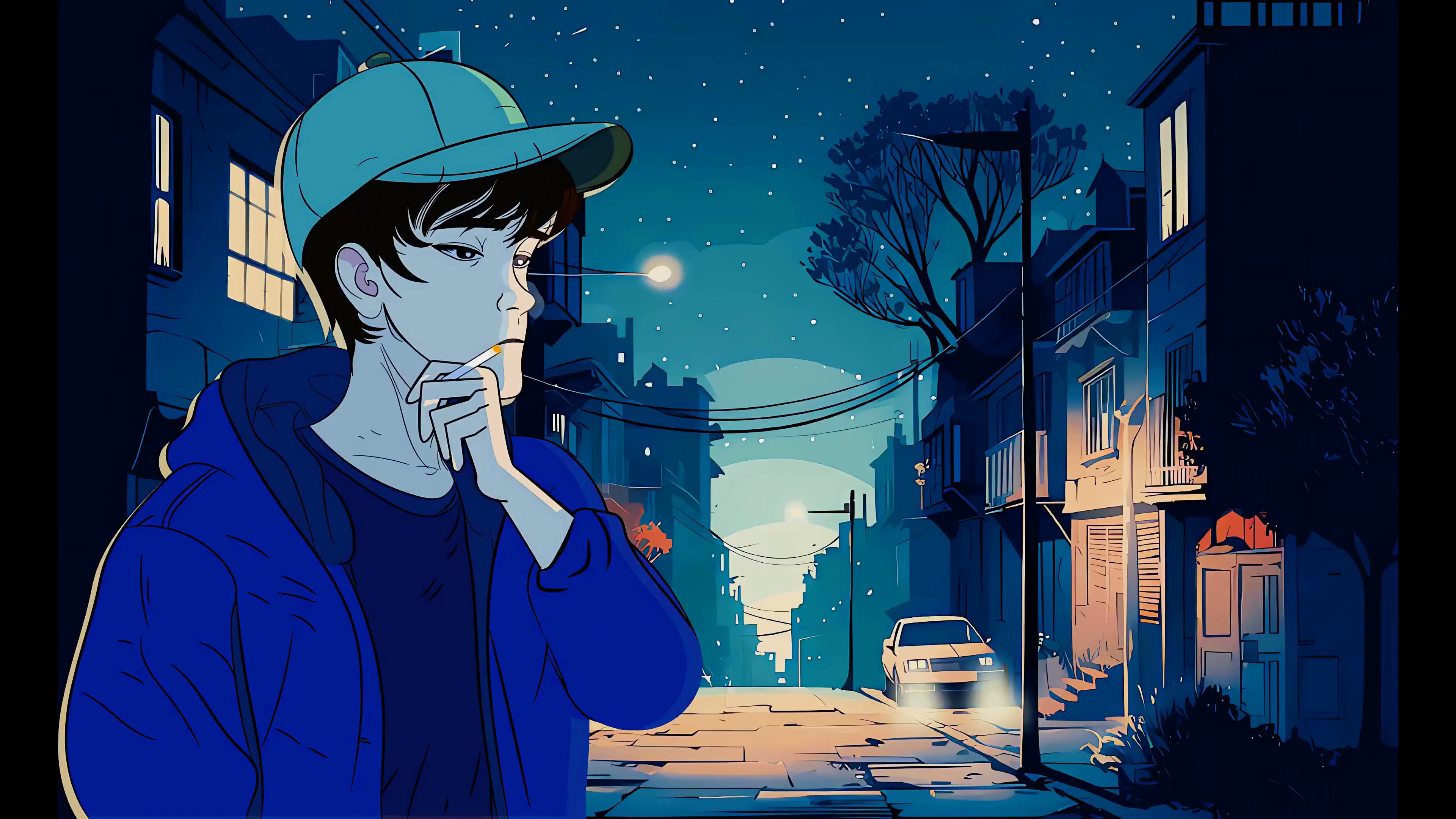 Night Cigarette Snap Lofi Live Wallpaper