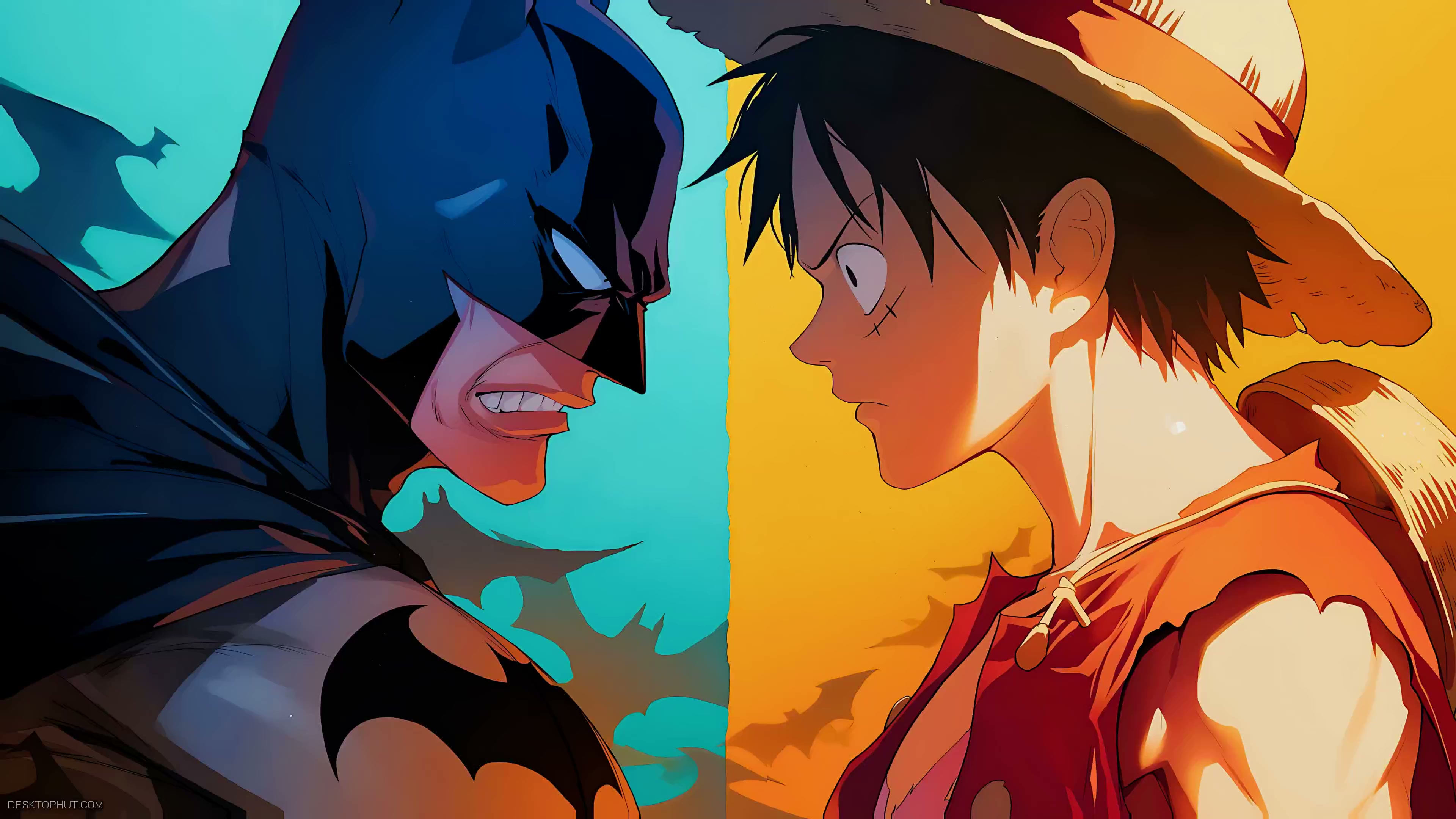 Luffy and Batman Faceoff Live Wallpaper