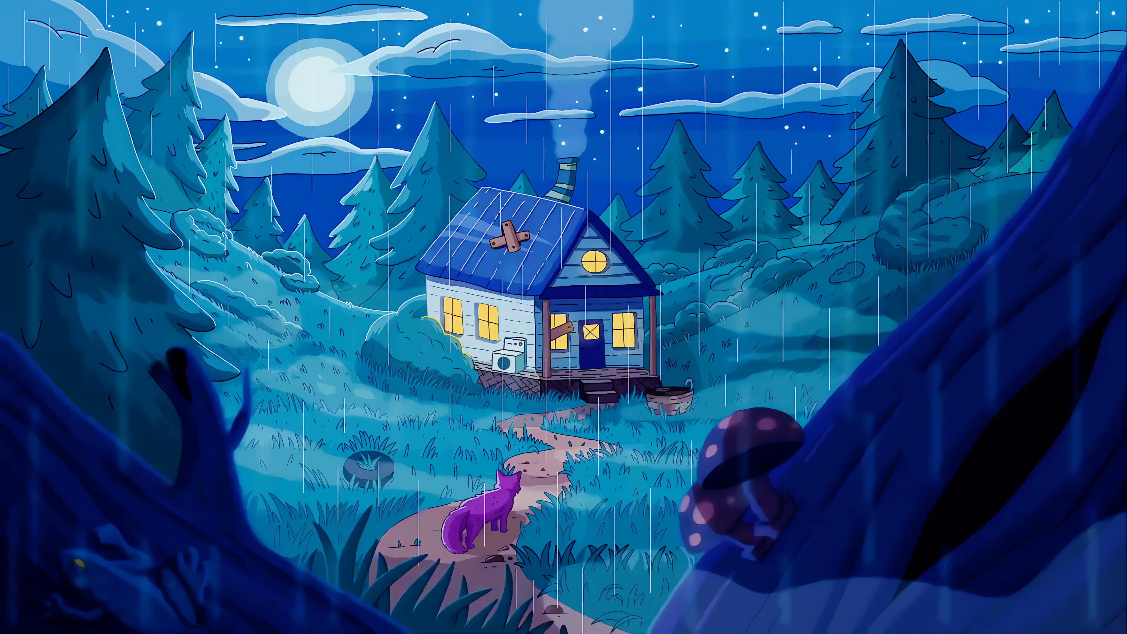 Purrple Cat - House In The Woods Live Wallpaper