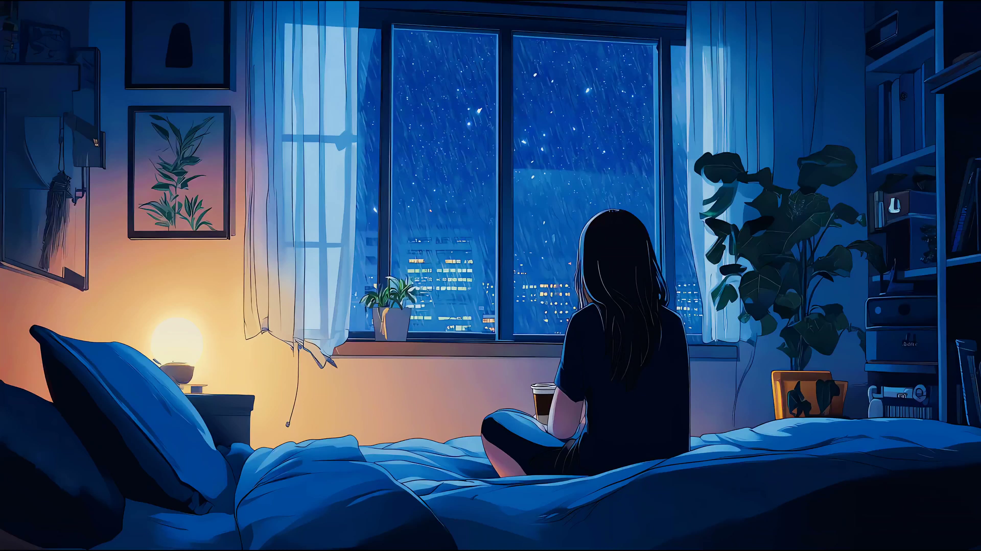 Late Night Rain Lofi Live Wallpaper