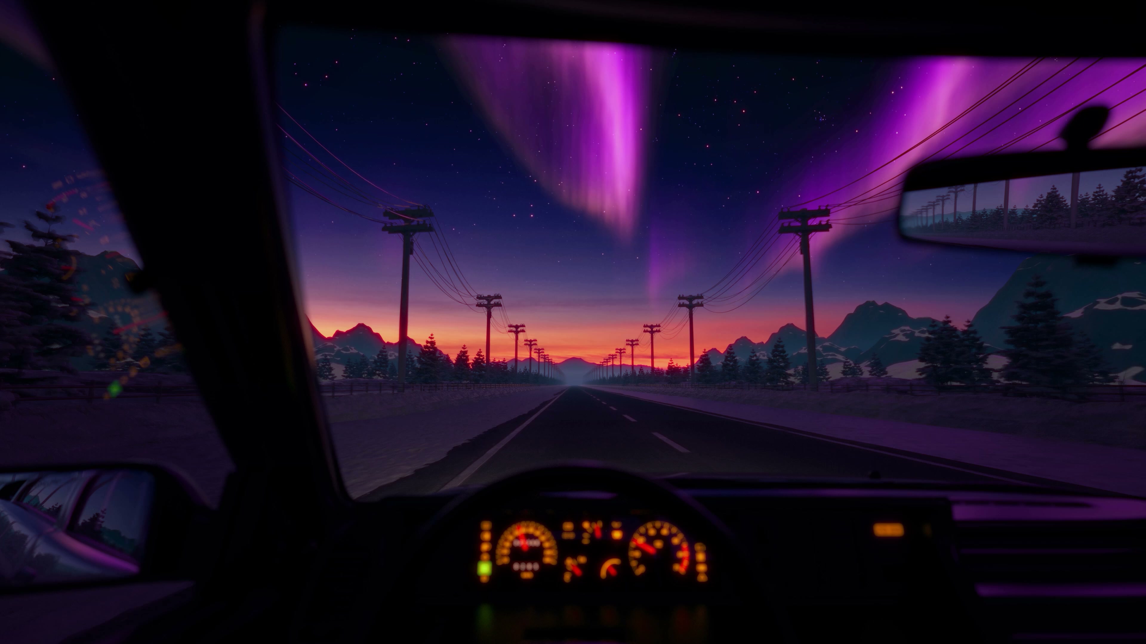 Northern Lights Drive Live Wallpaper