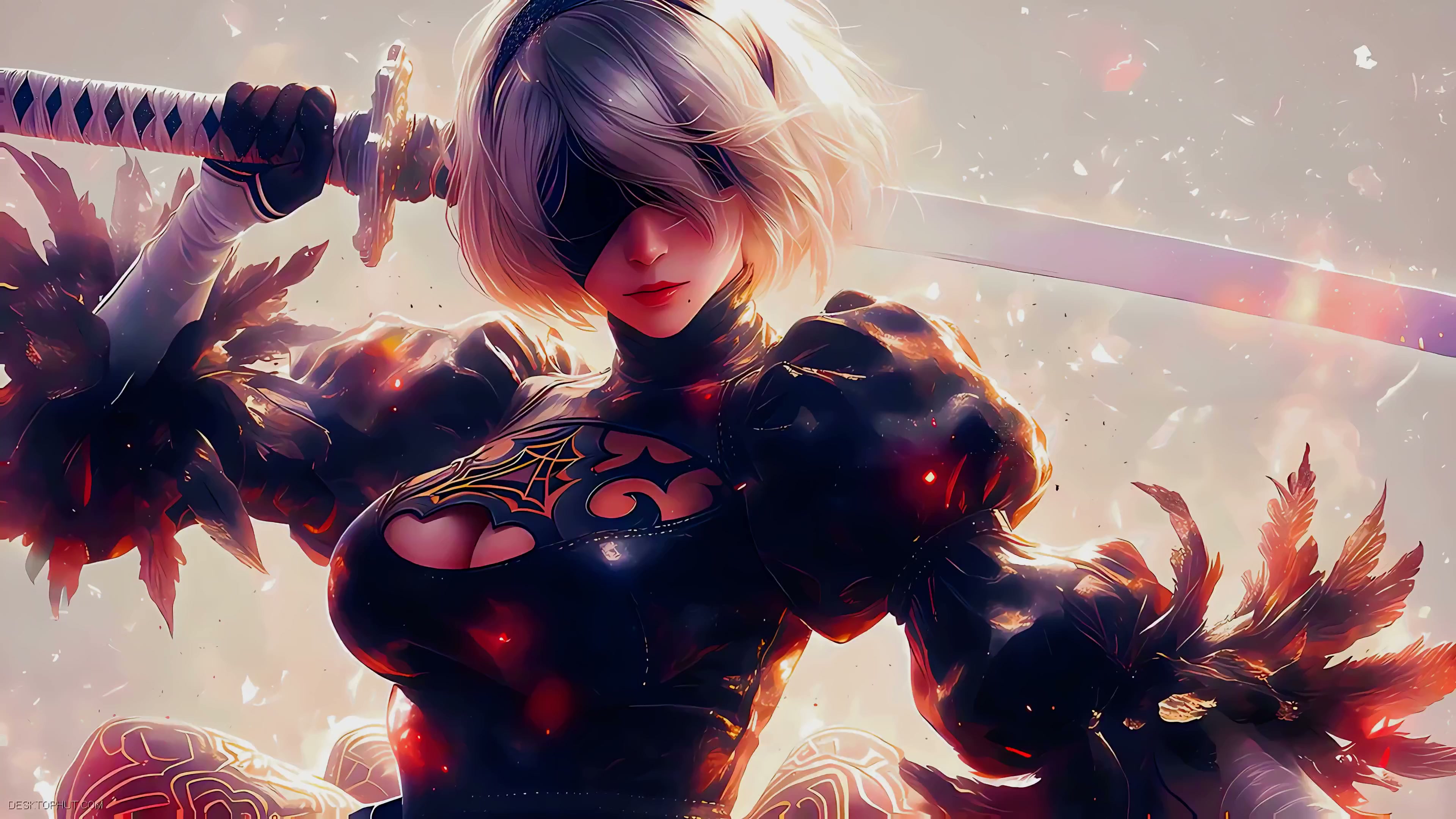 Nier Automata 2B With Sword Live Wallpaper