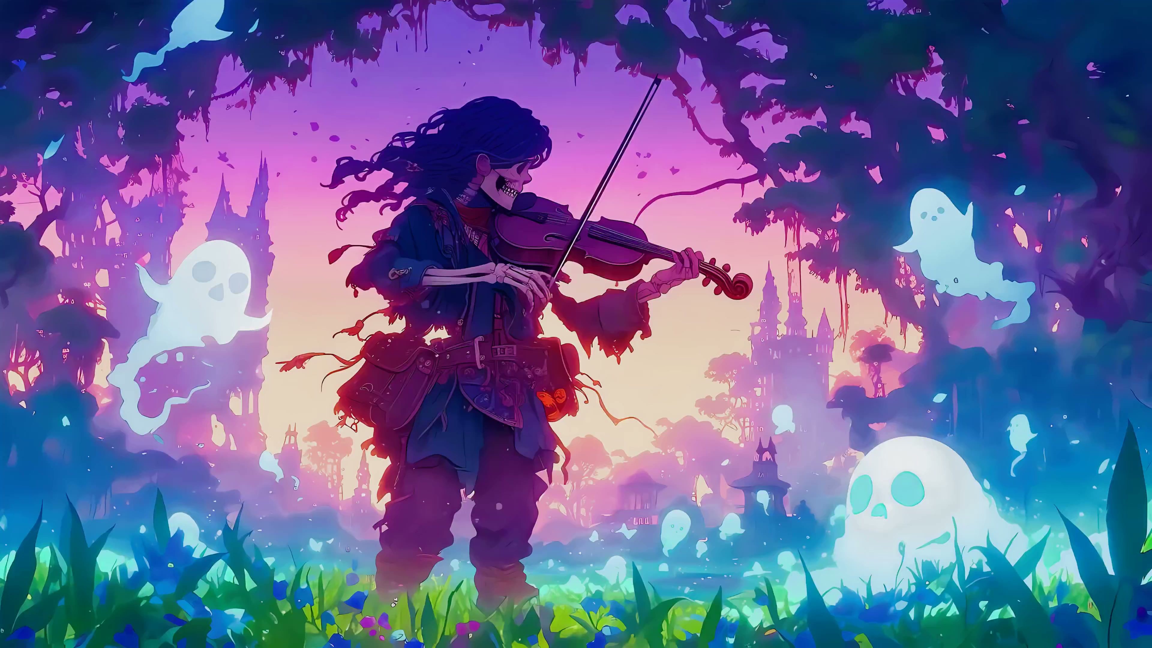 Skull Violin Live Wallpaper