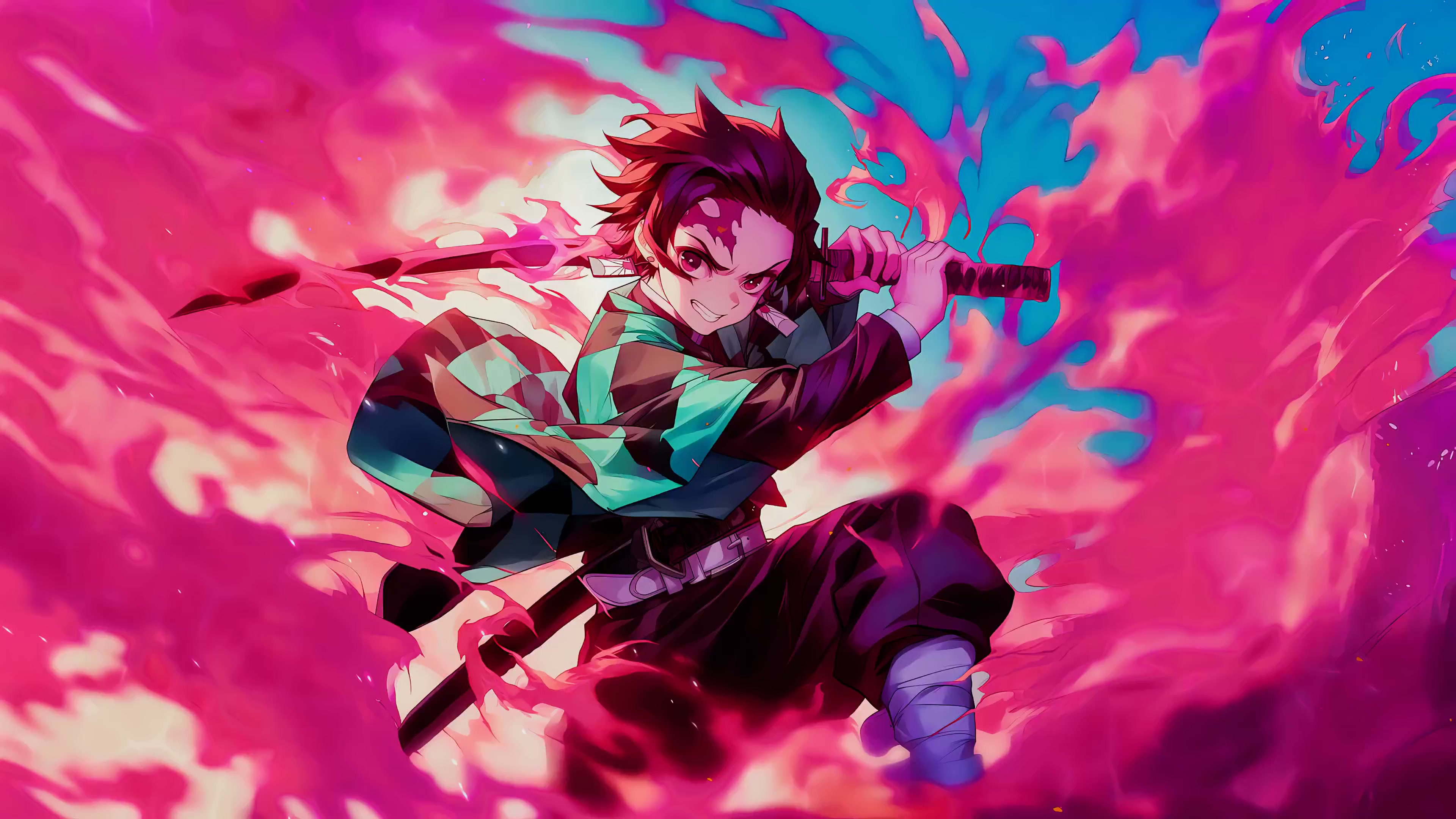 Tanjiro Kamado Pink Live Wallpaper