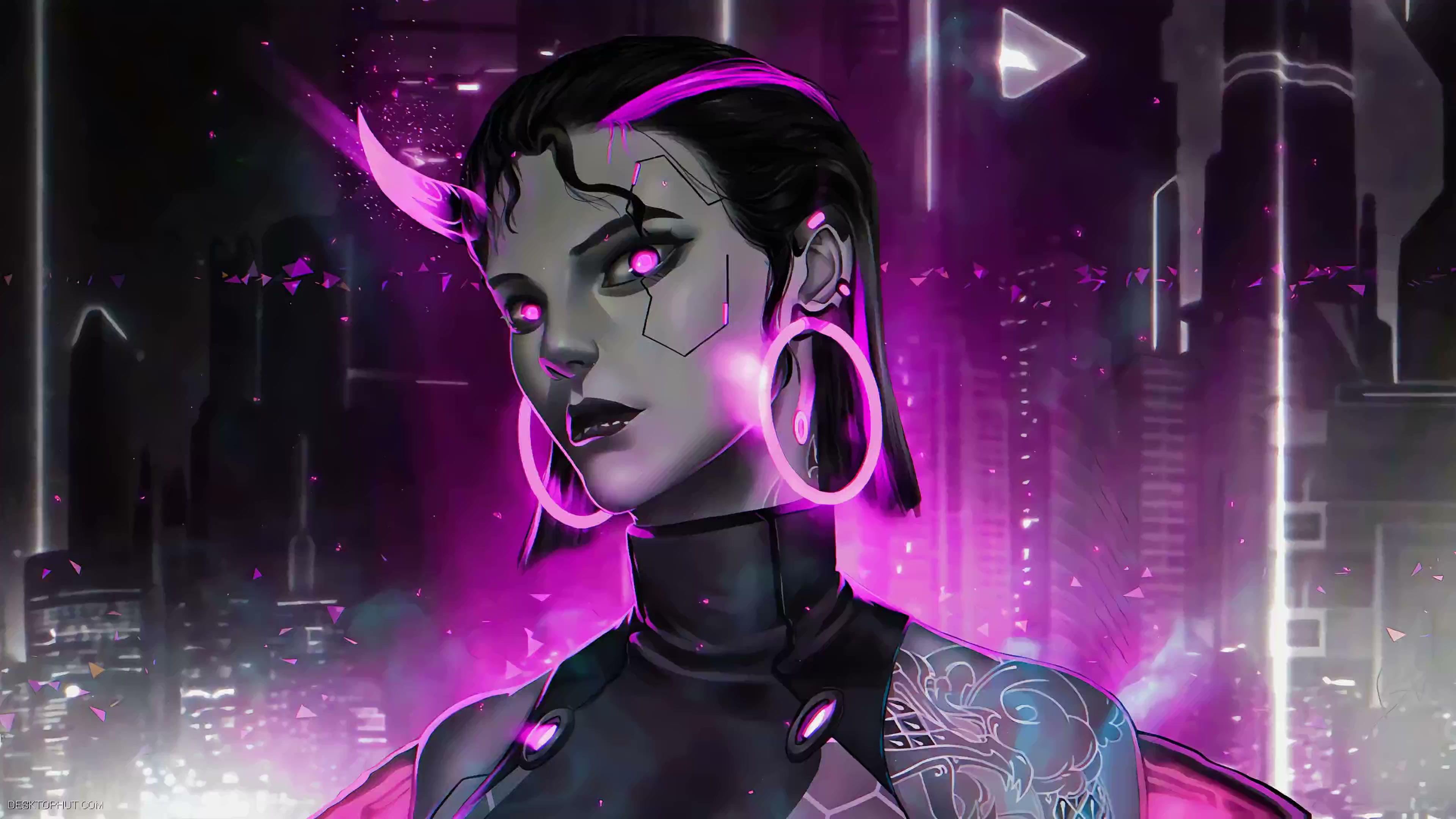 Neon Horn Girl Live Wallpaper