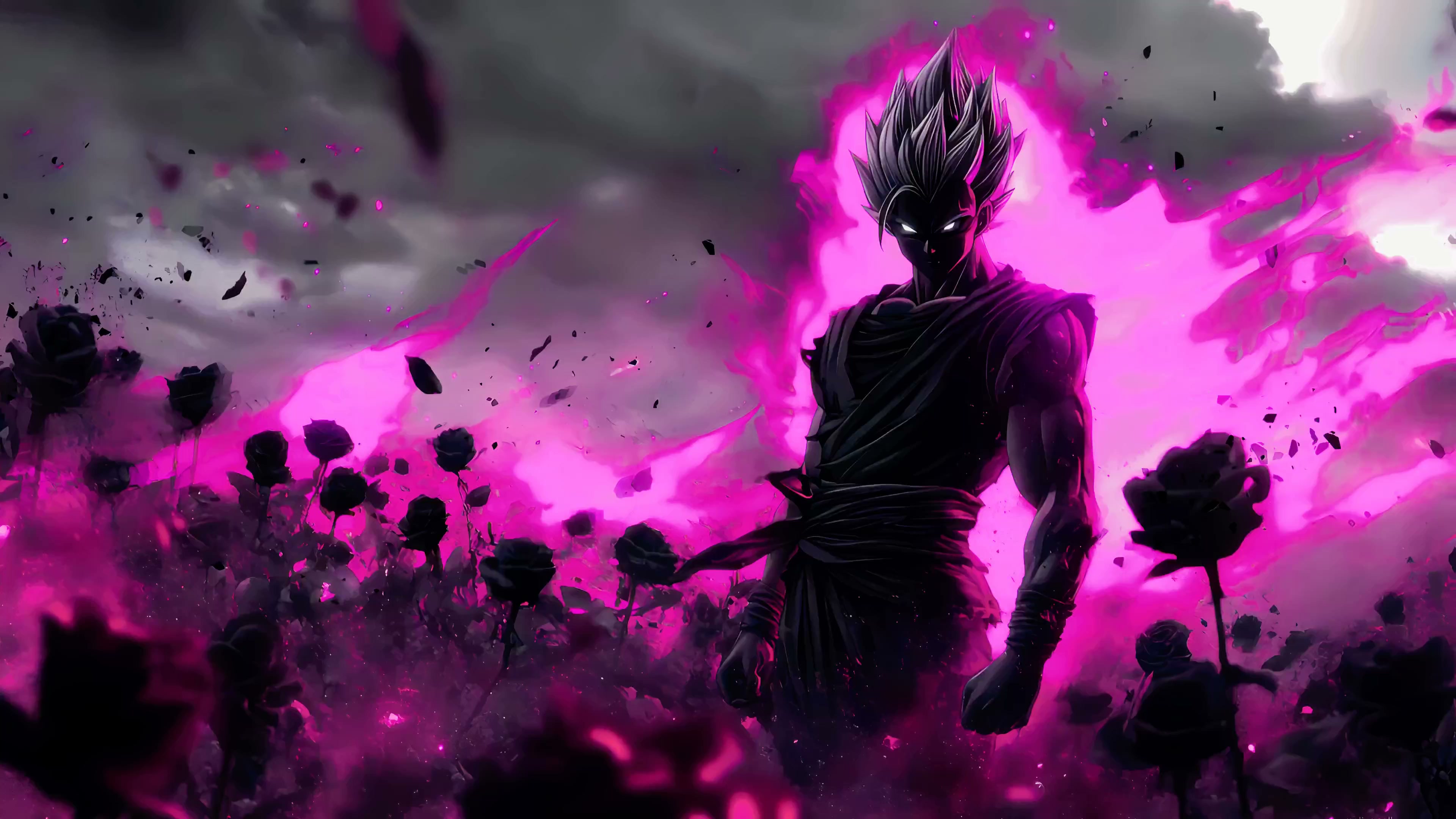 Goku and Shattering Rose Field - Live Wallpaper