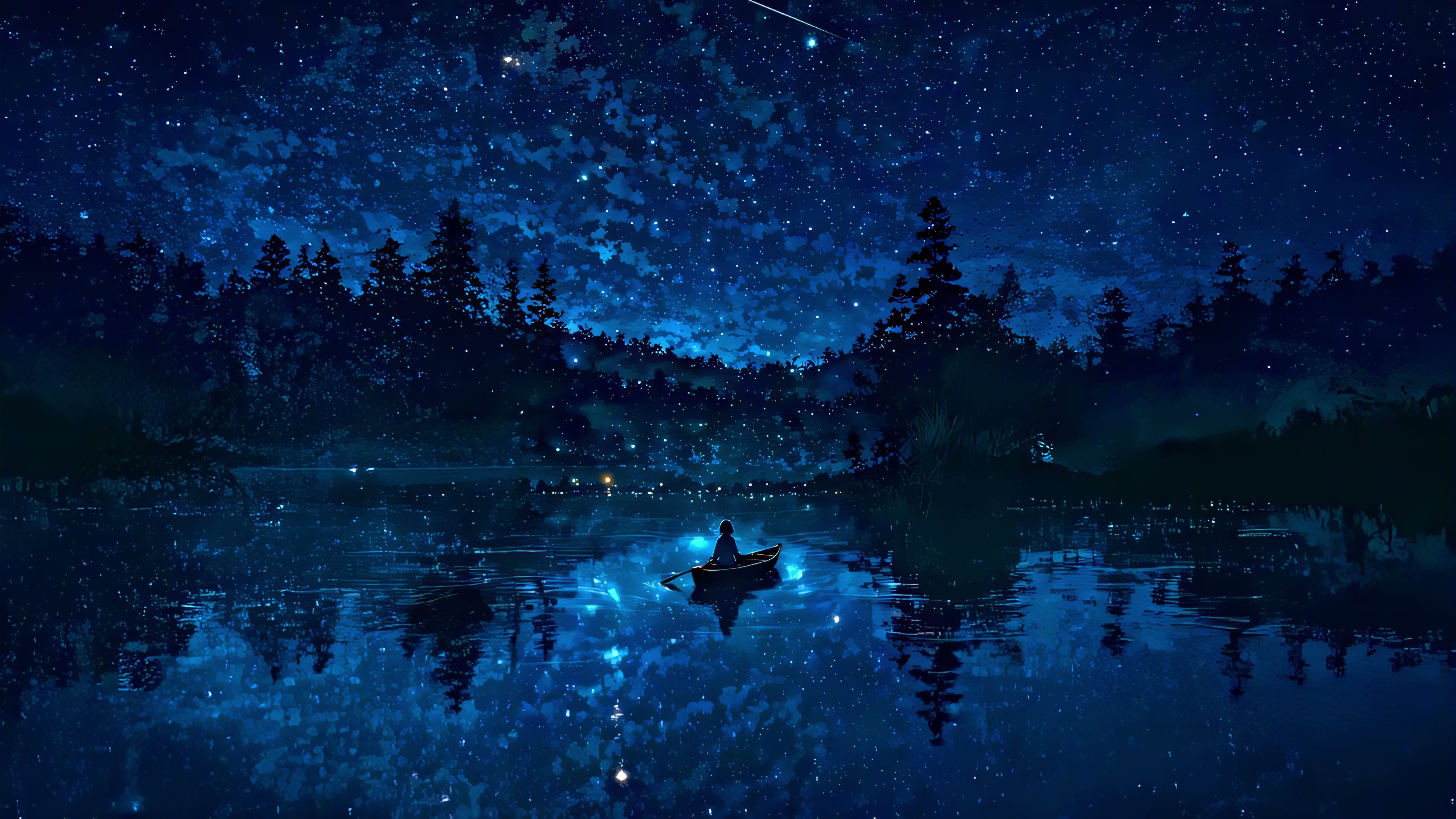 Stargazing Night Boat Live Wallpaper