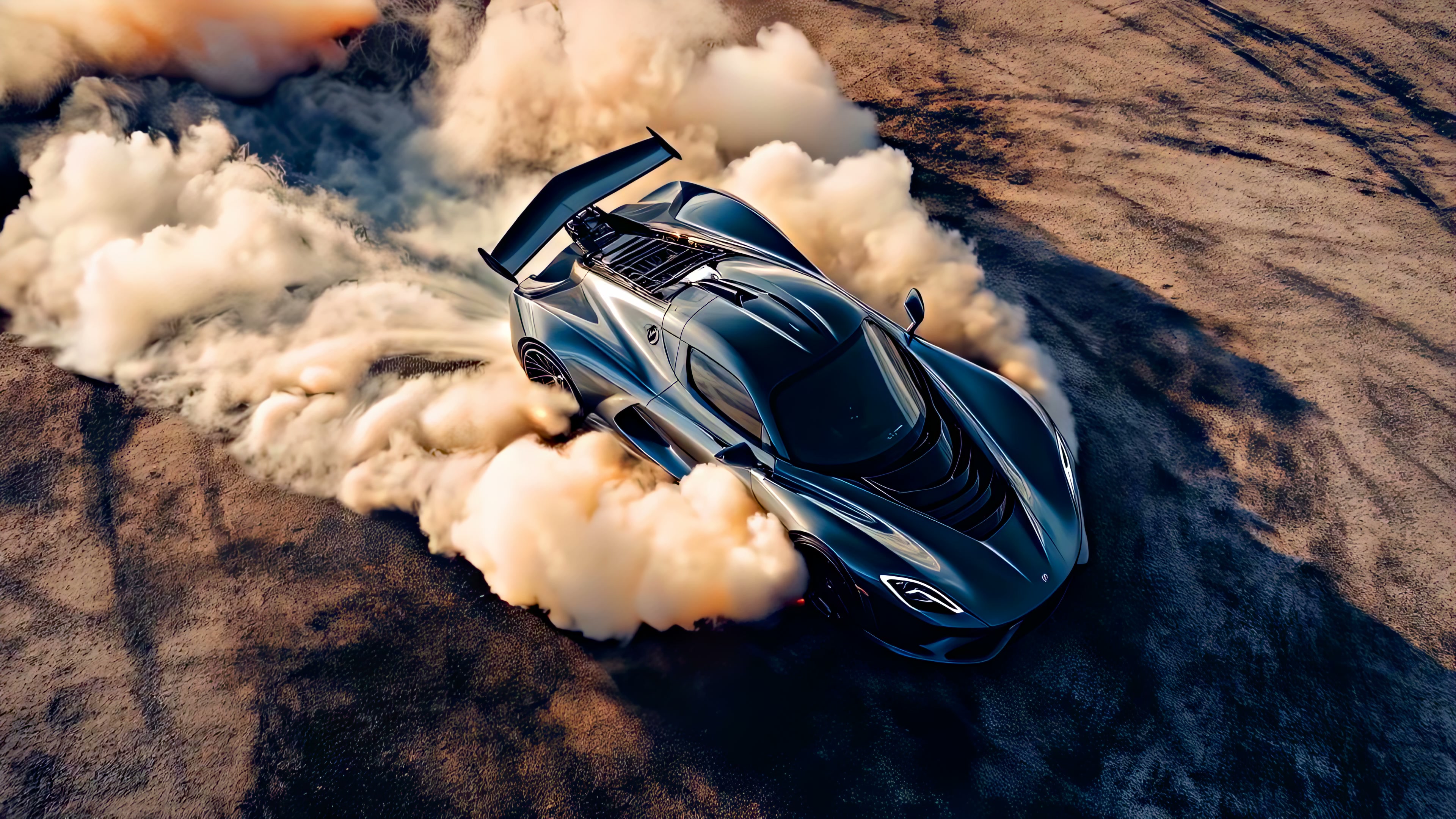 Smoky Desert and a Black Car Live Wallpaper