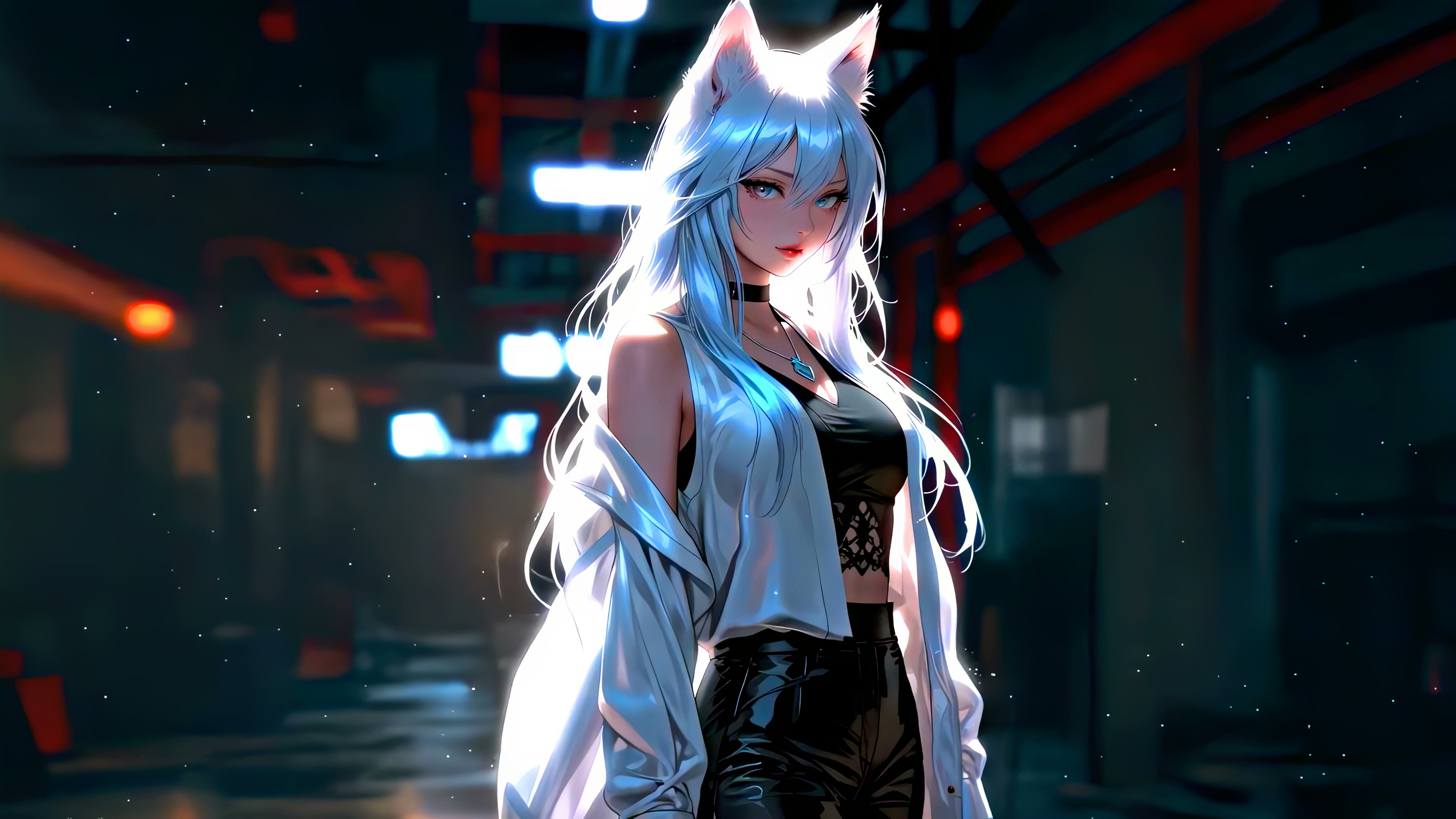 Silver-Haired Nekomusume Live Wallpaper