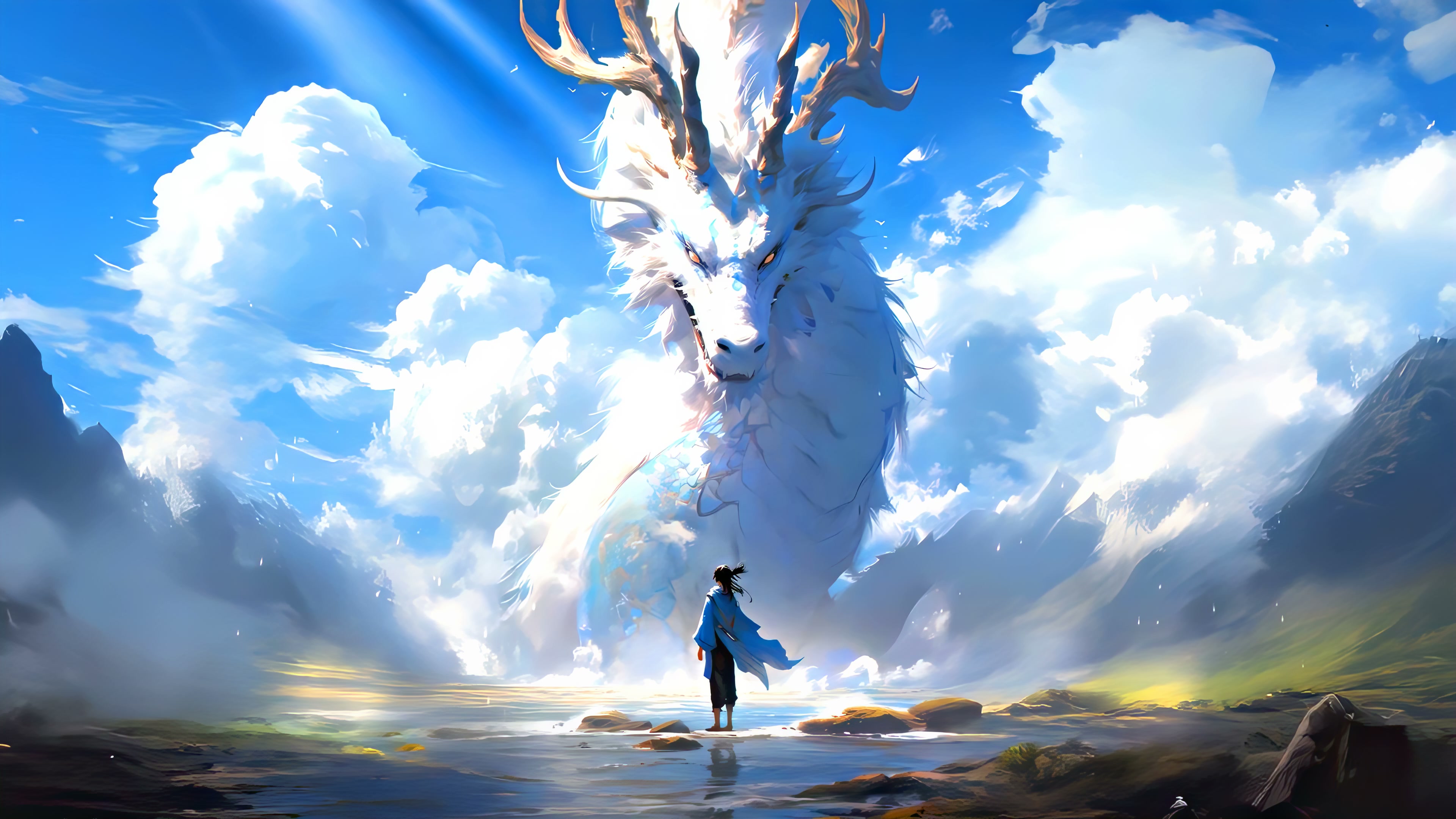 Dragon in the White Clouds Live Wallpaper