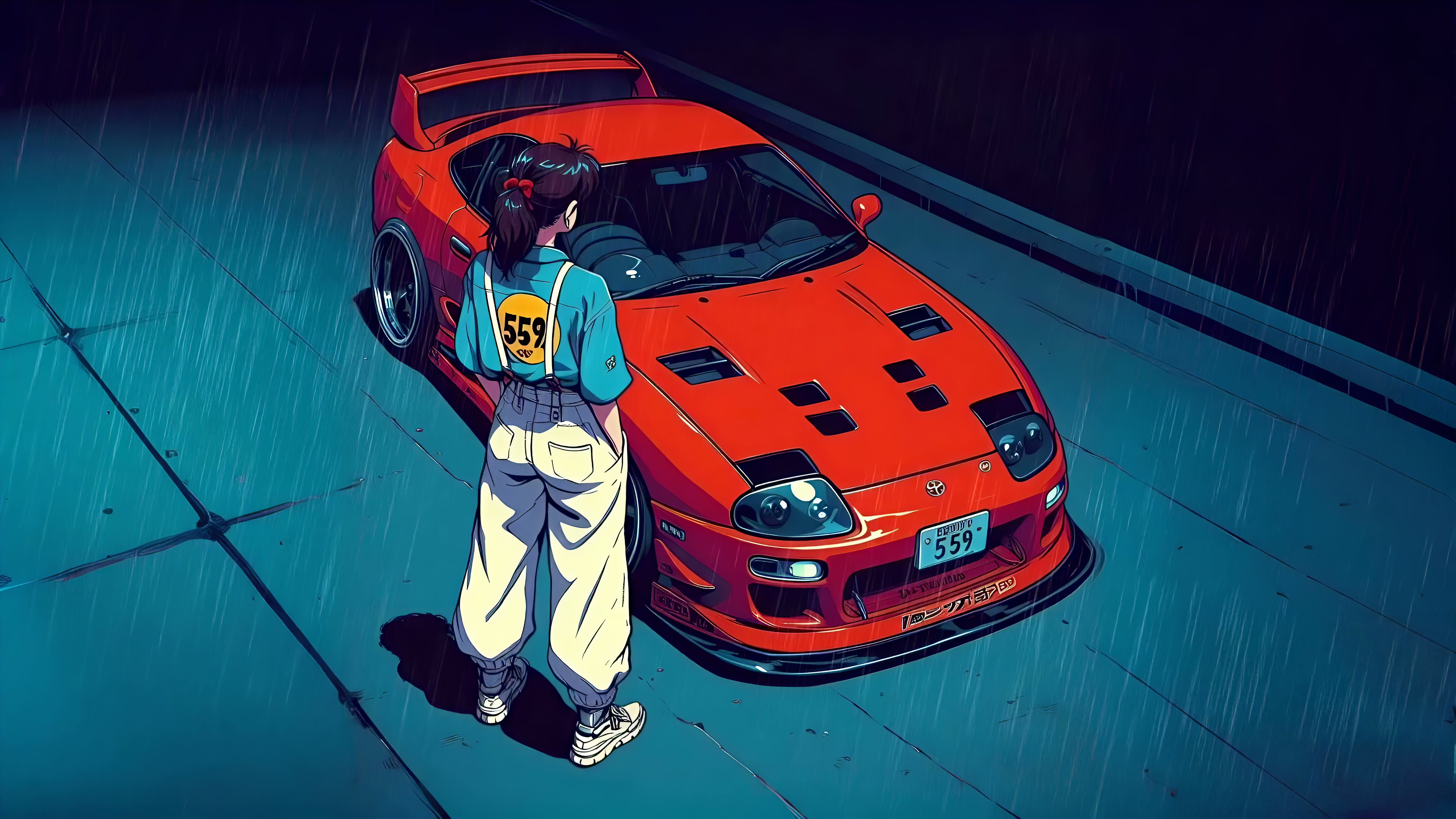 Girl and Toyota Supra Live Wallpaper