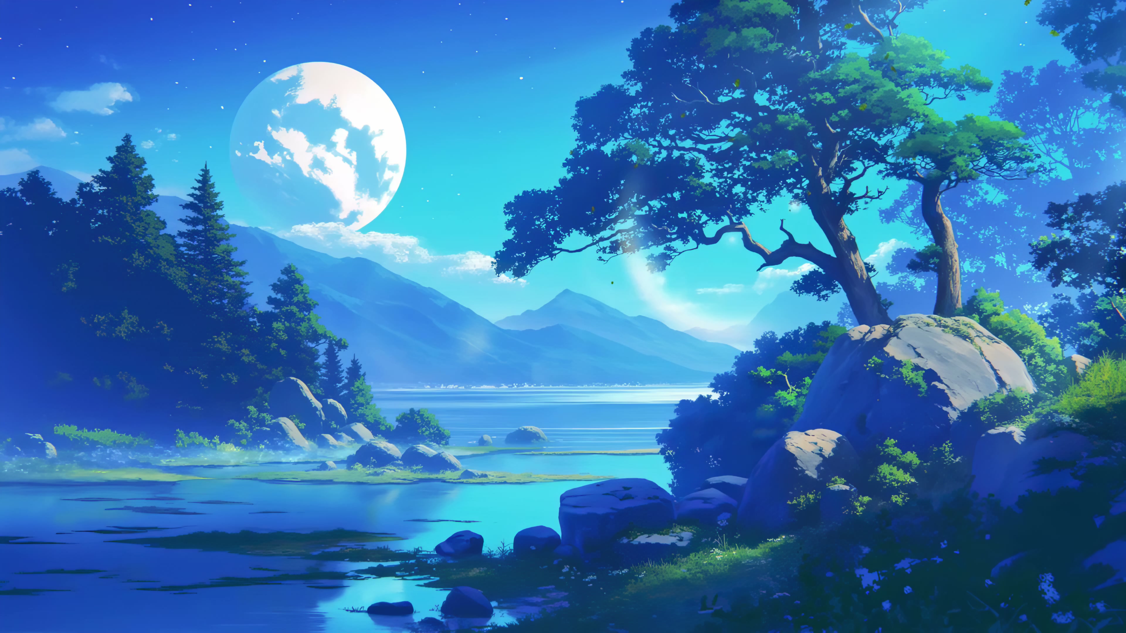 Moonlight Lake Serene Landscape Live Wallpaper