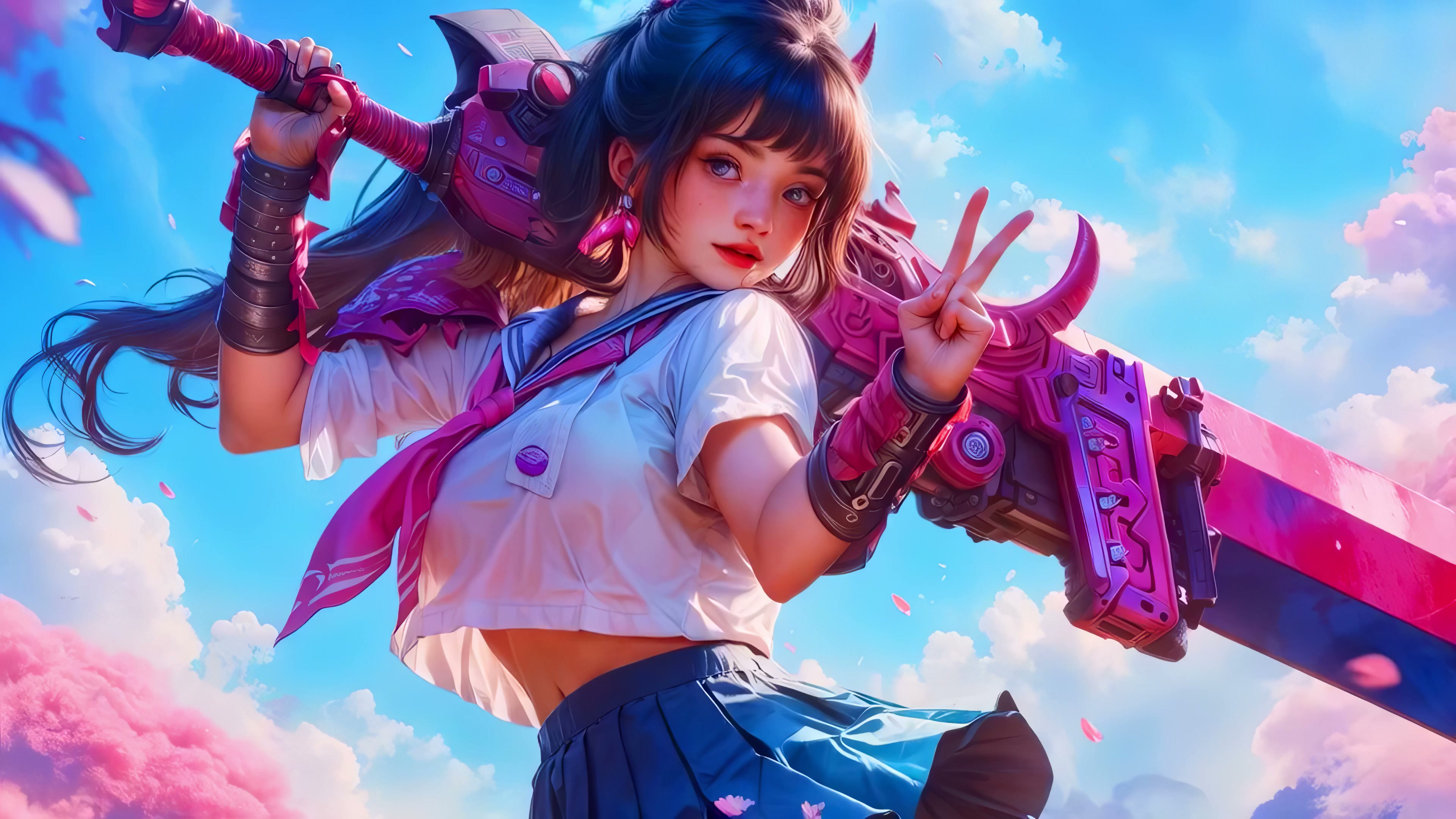 Anime Girl with Sword Live Wallpaper