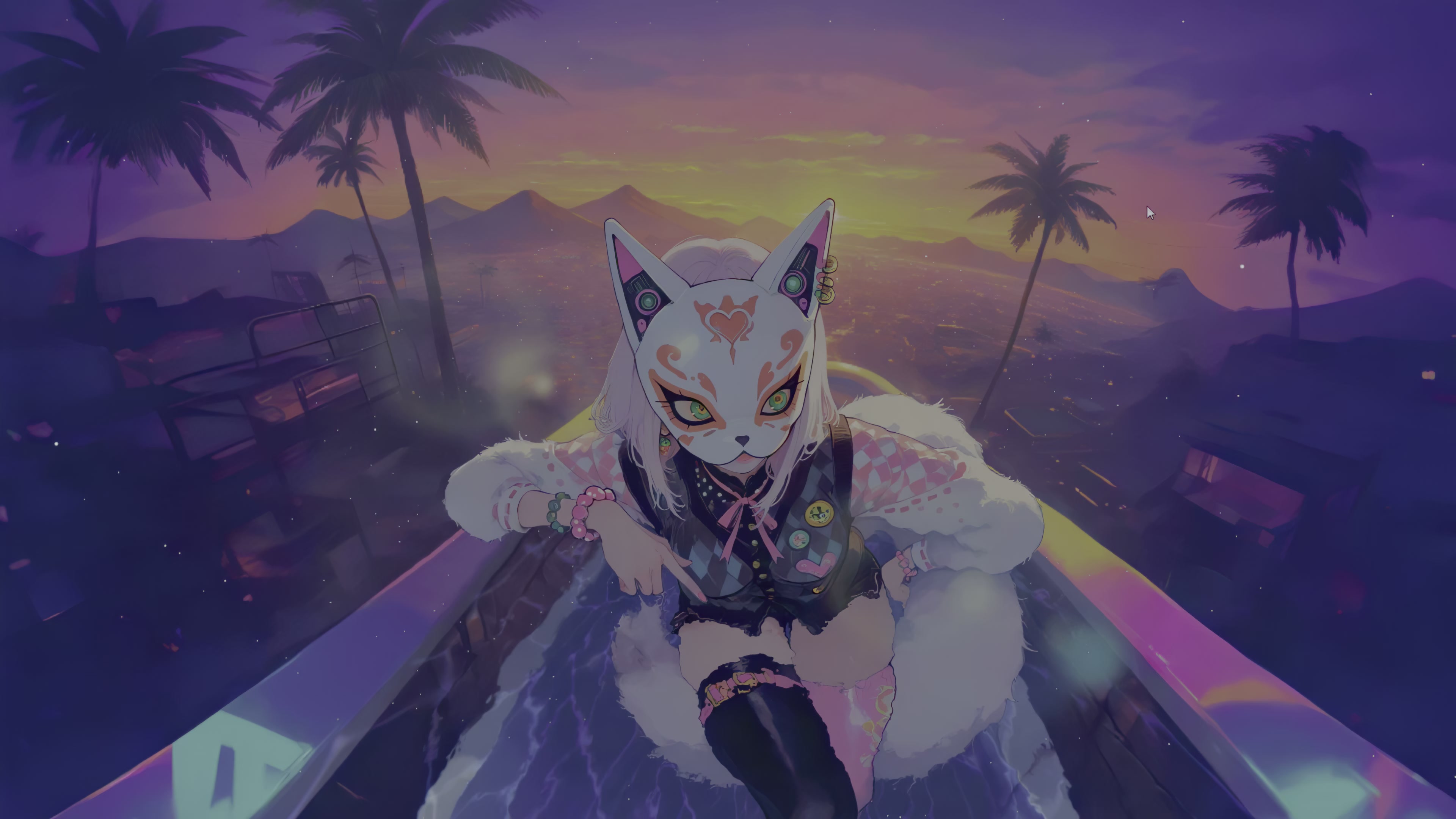 Vaporwave Fox Girl Live Wallpaper