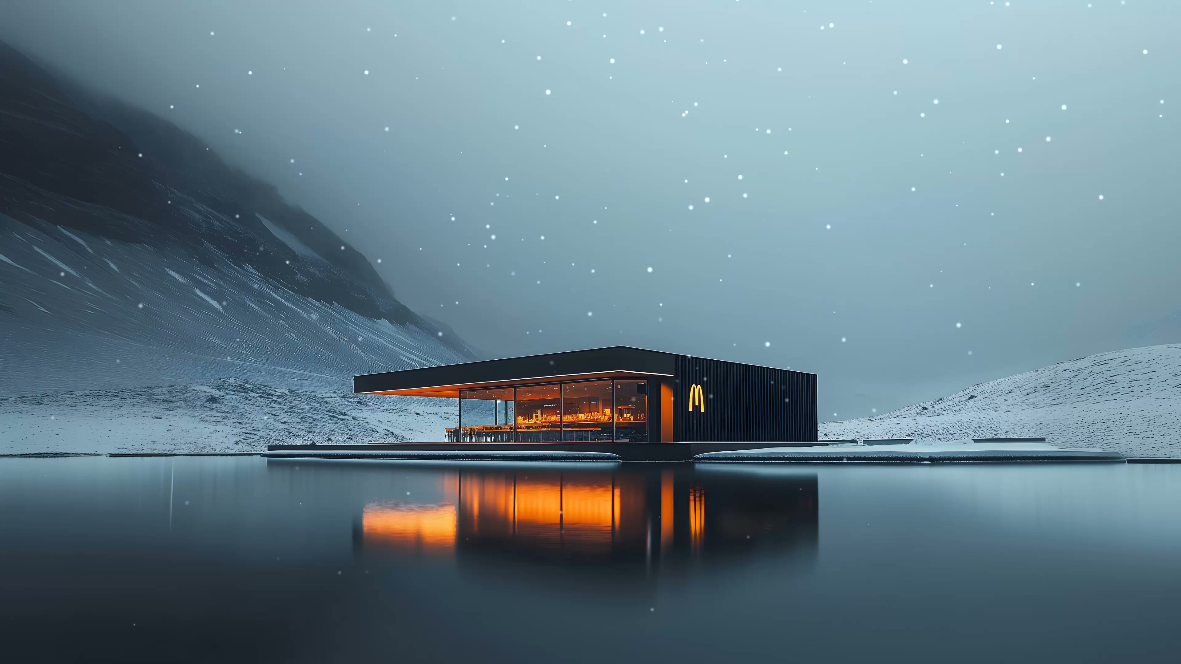 Cozy McDonalds on Lake Live Wallpaper