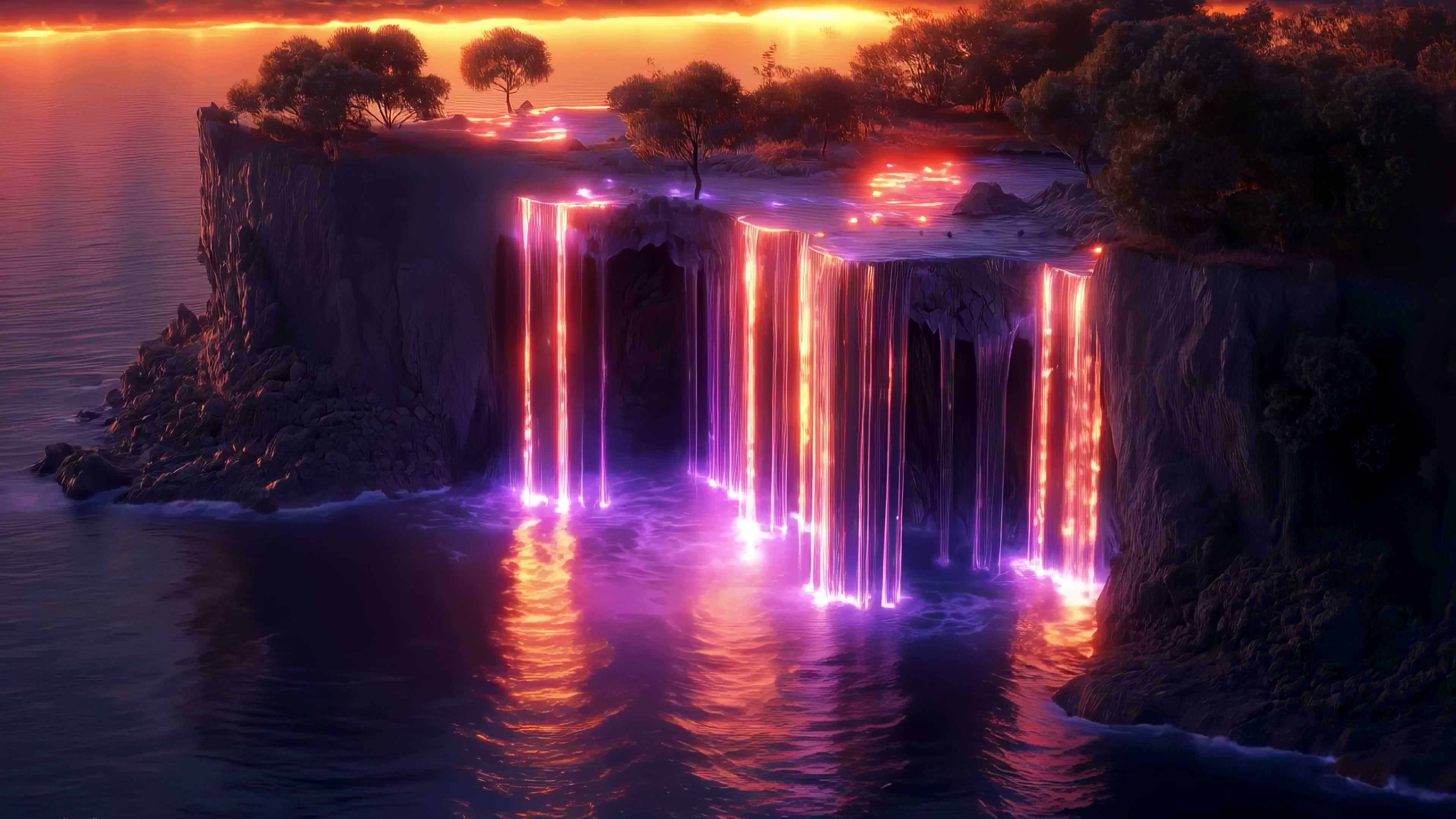 Neon Waterfall Live Wallpaper