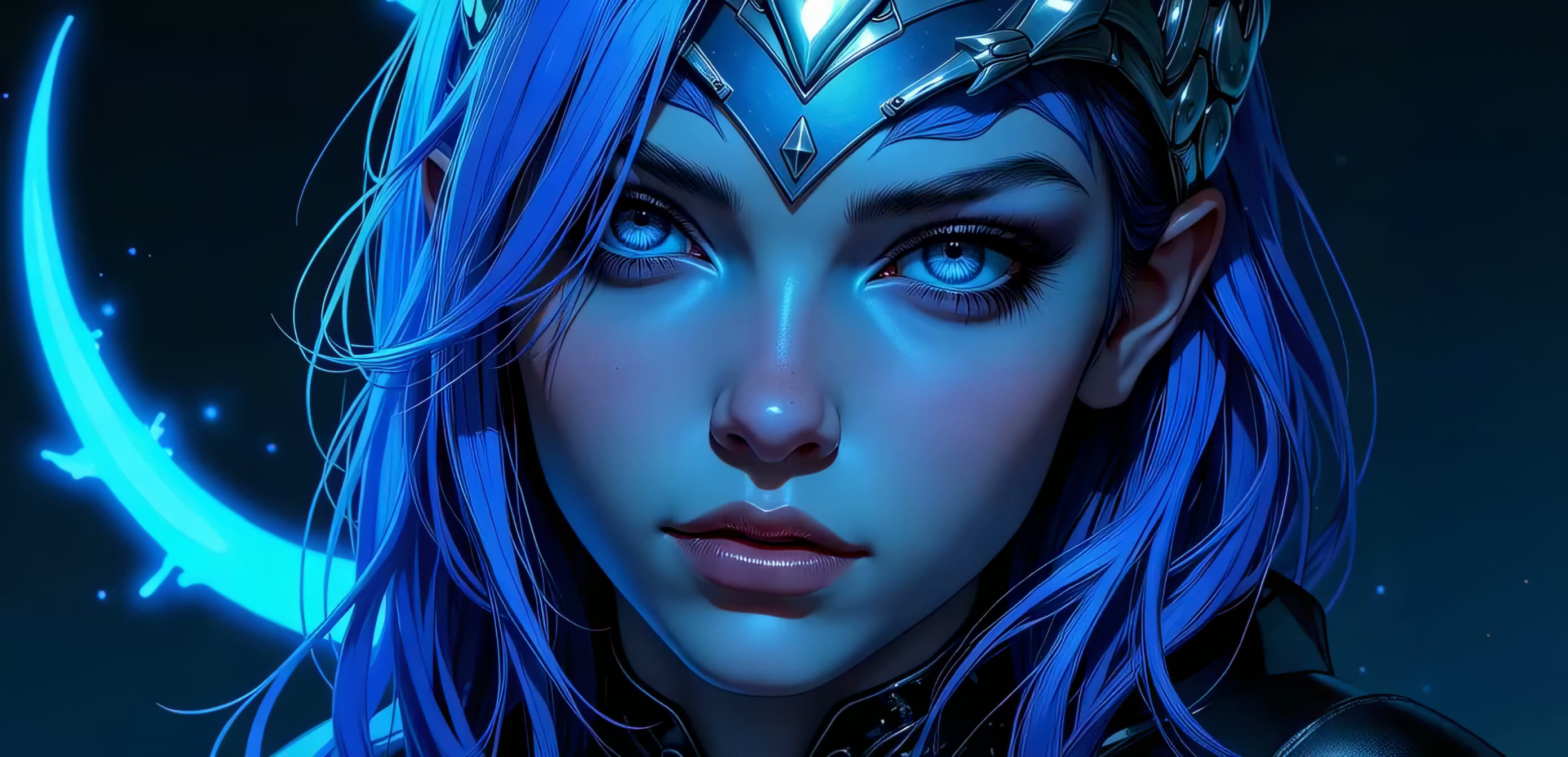 Blue Haired Fantasy Girl Live Wallpaper
