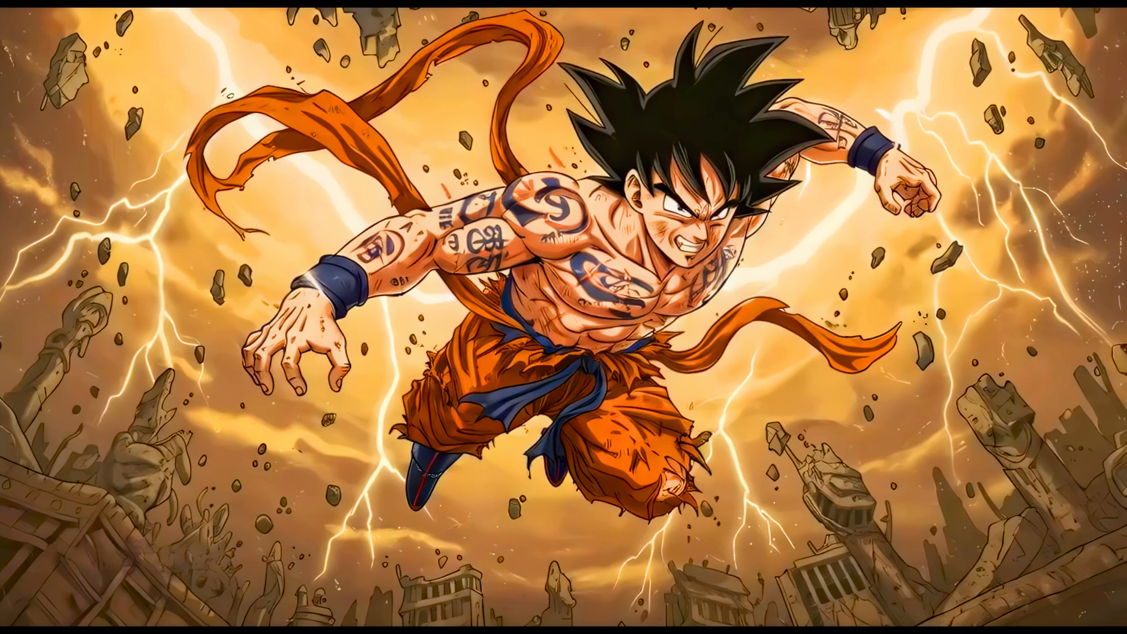 Tattooed Saiyan Charge Live Wallpaper