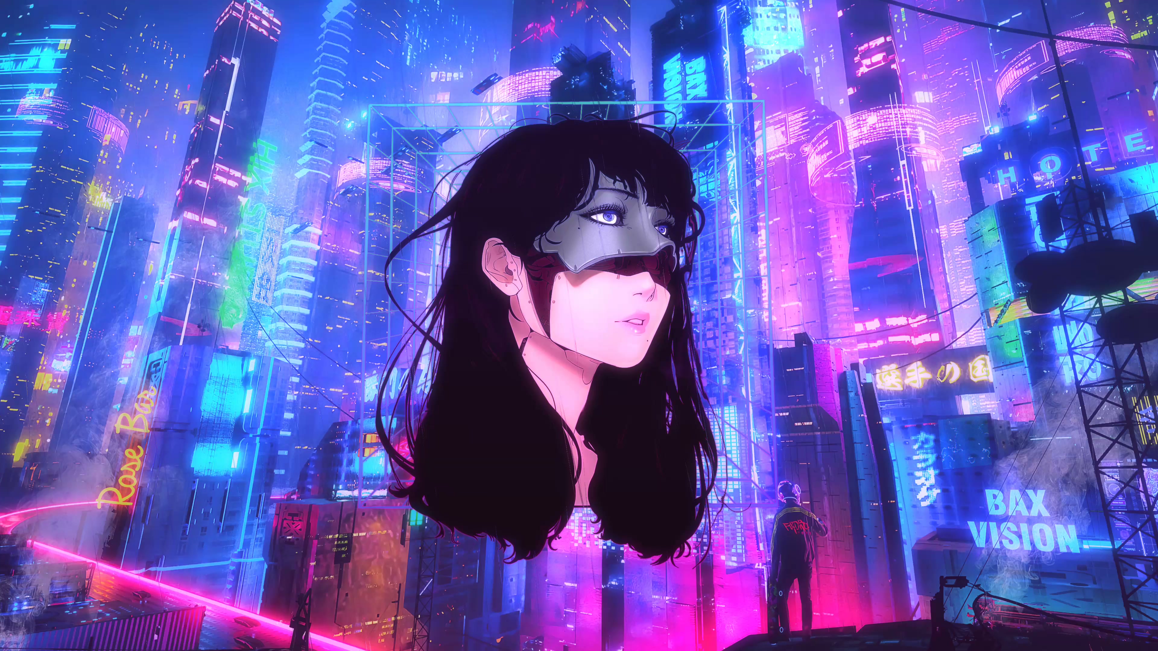 Cyberpunk Girl Head Live Wallpaper