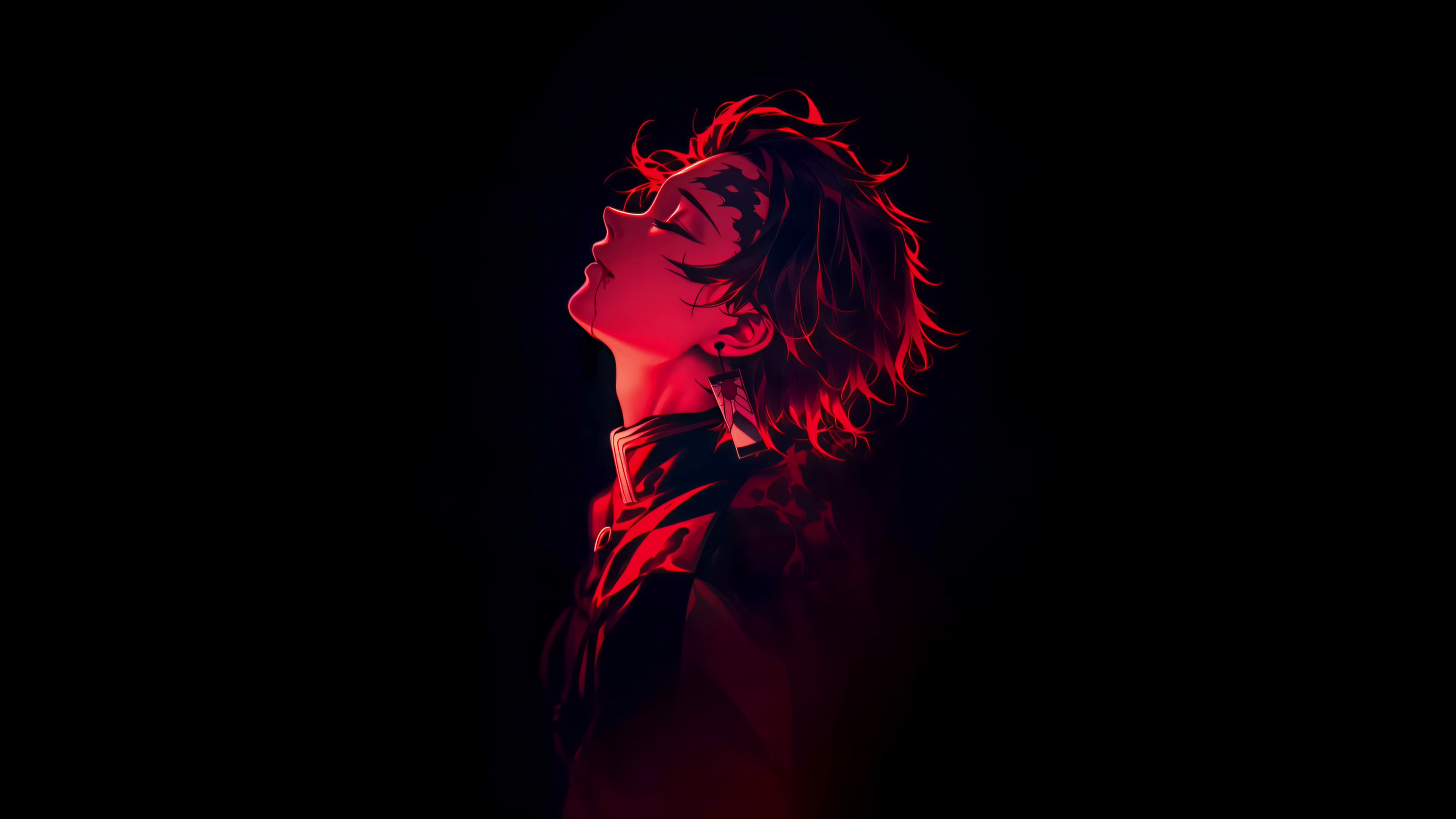 Demon Slayer Tanjiro Red Neon Portrait Live Wallpaper