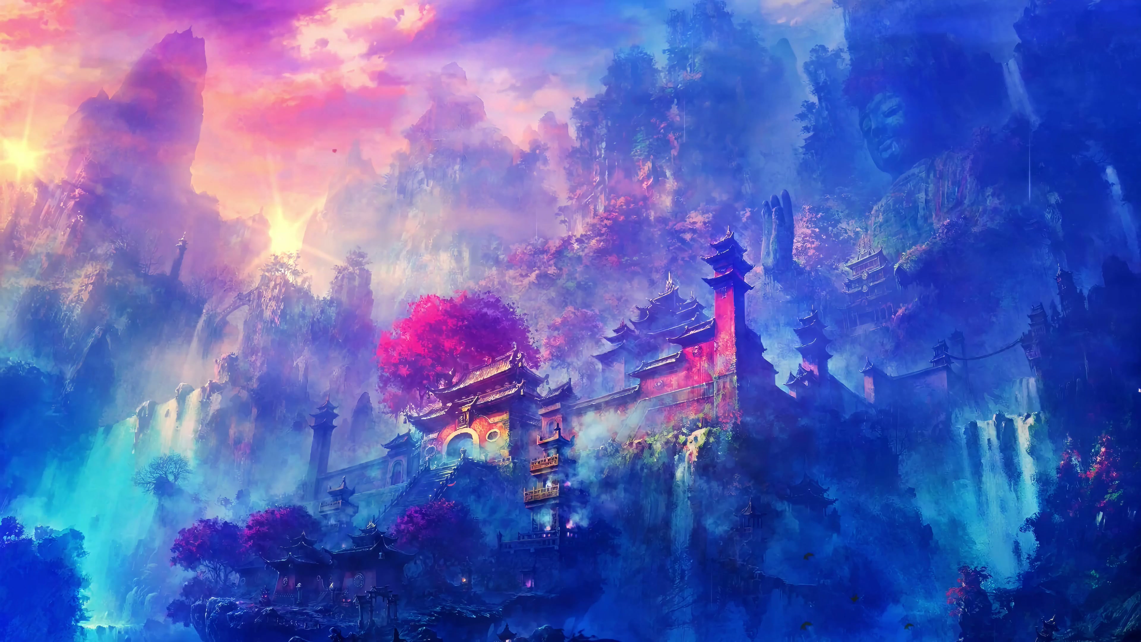 Fantasy Temple Landscape 4K Live Wallpaper