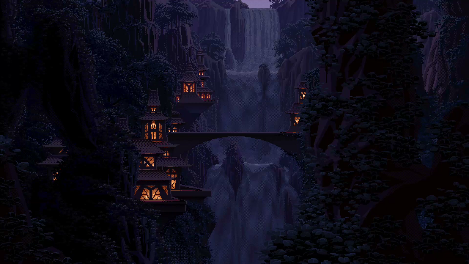Night With A Waterfall Live Wallpaper