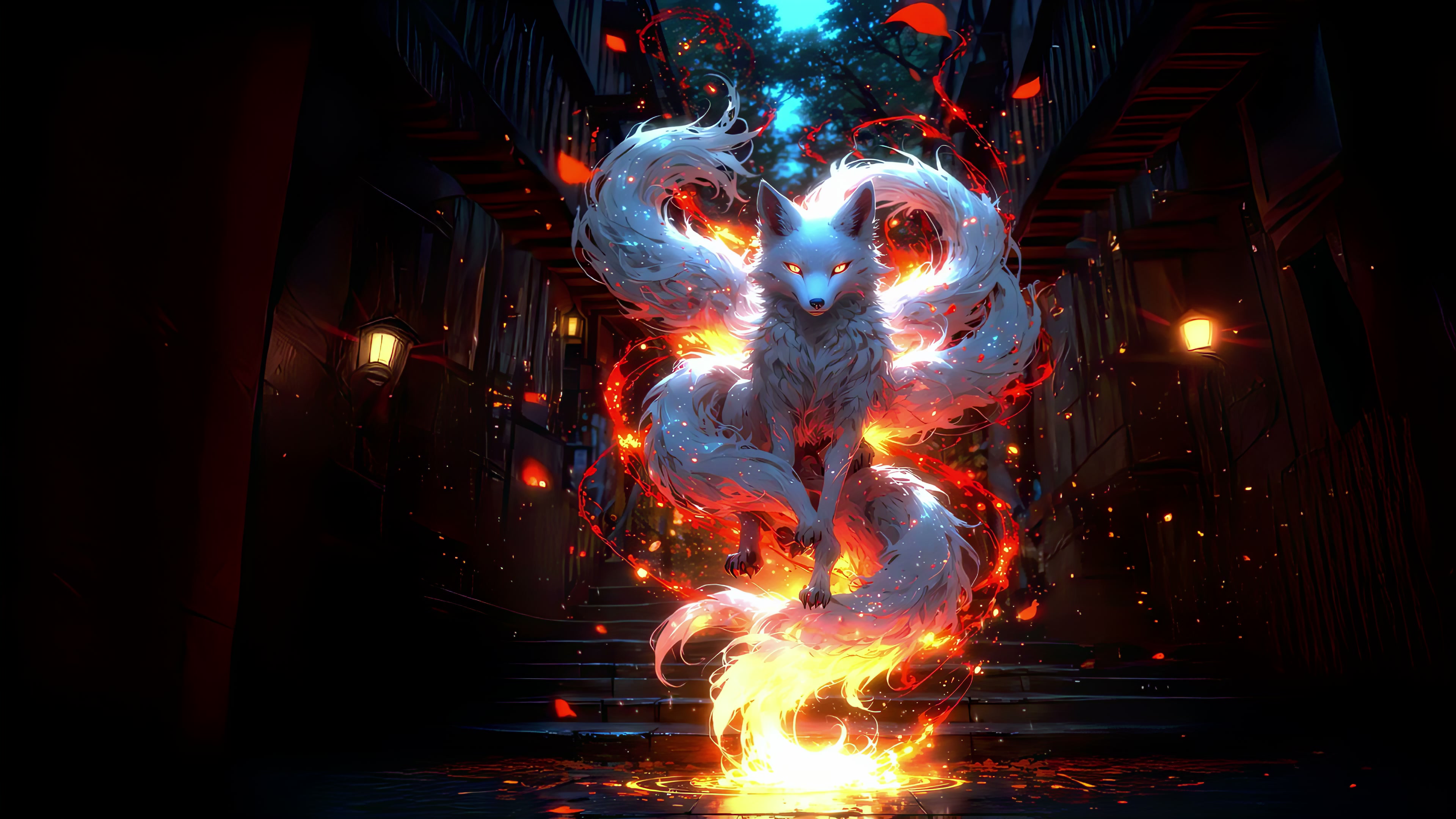 White Fantasy Fox Live Wallpaper
