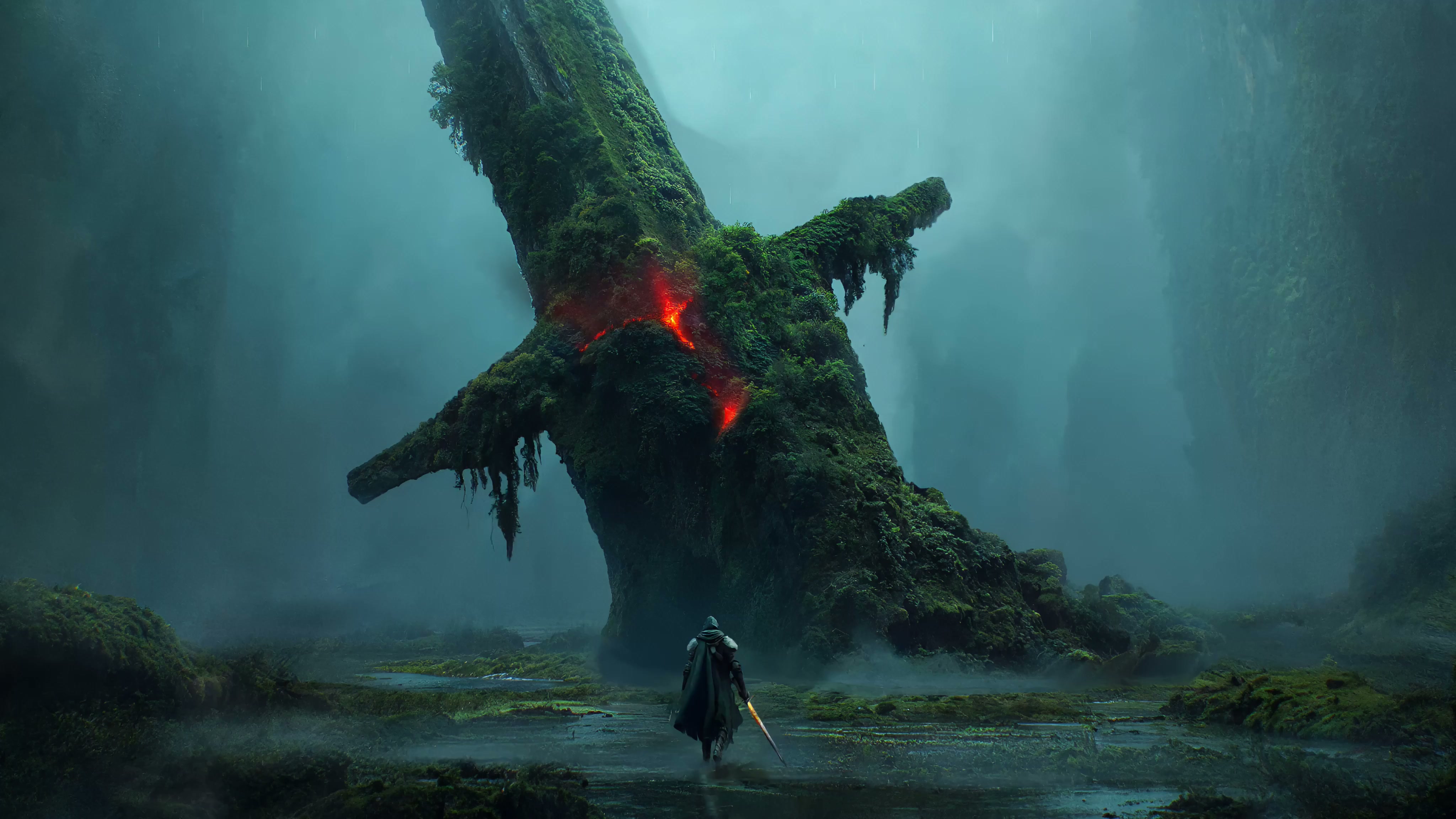 Giants Broken Sword - Dark Fantasy Landscape 4K Live Wallpaper