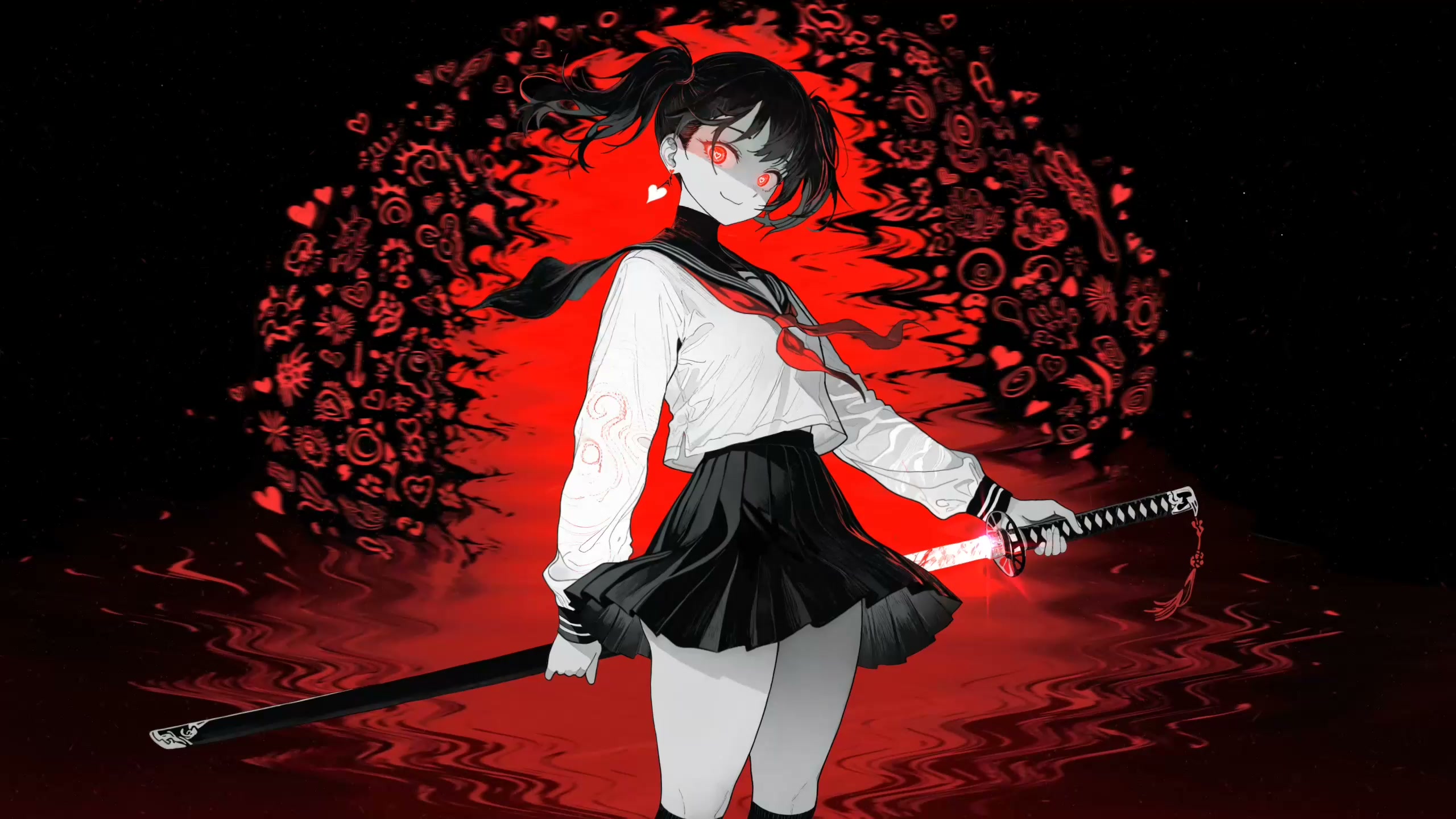 Red Eyed Sword Girl Live Wallpaper