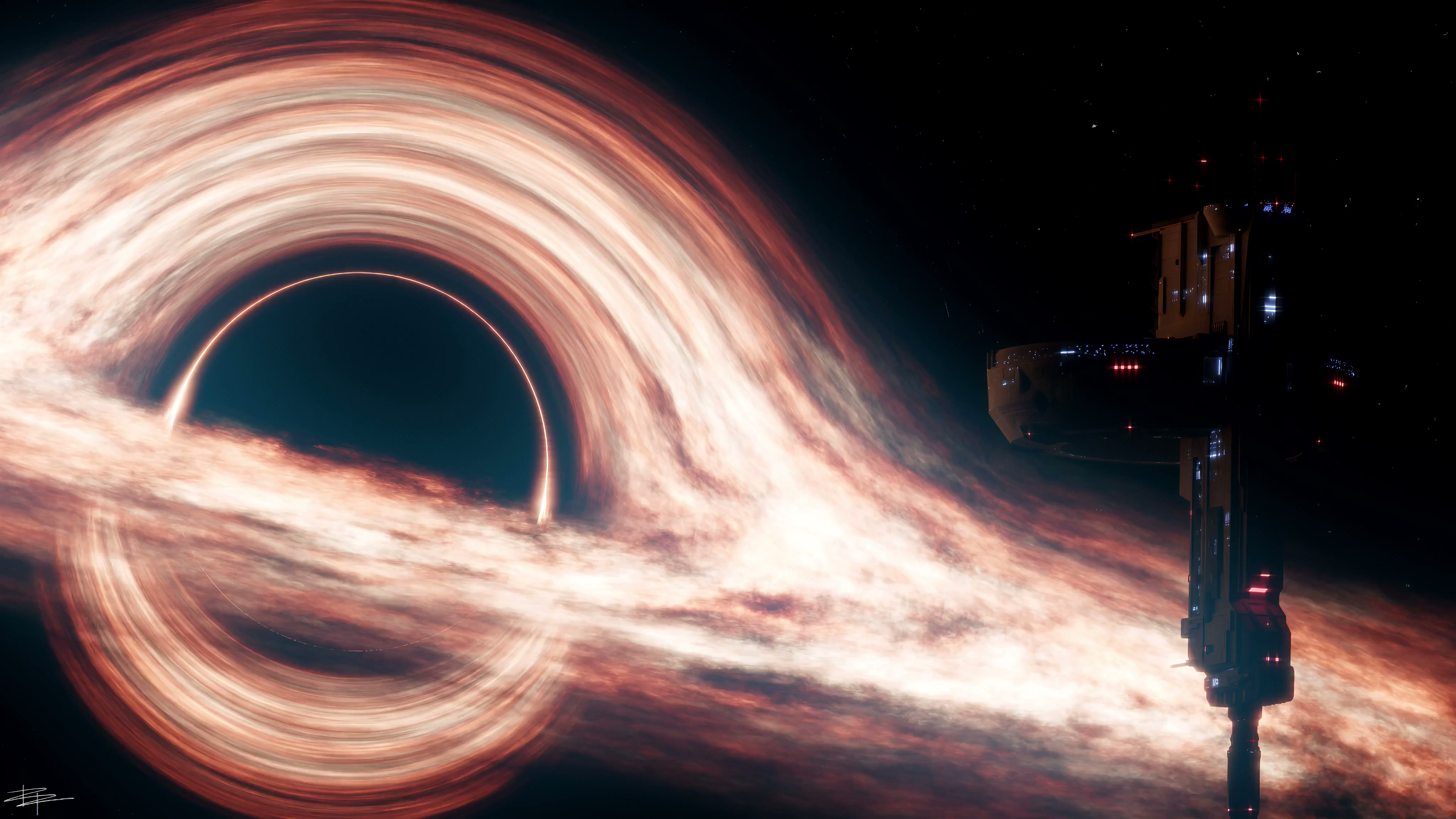 Interstellar Black Hole & Space Station - Cinematic Sci-Fi Live Wallpaper