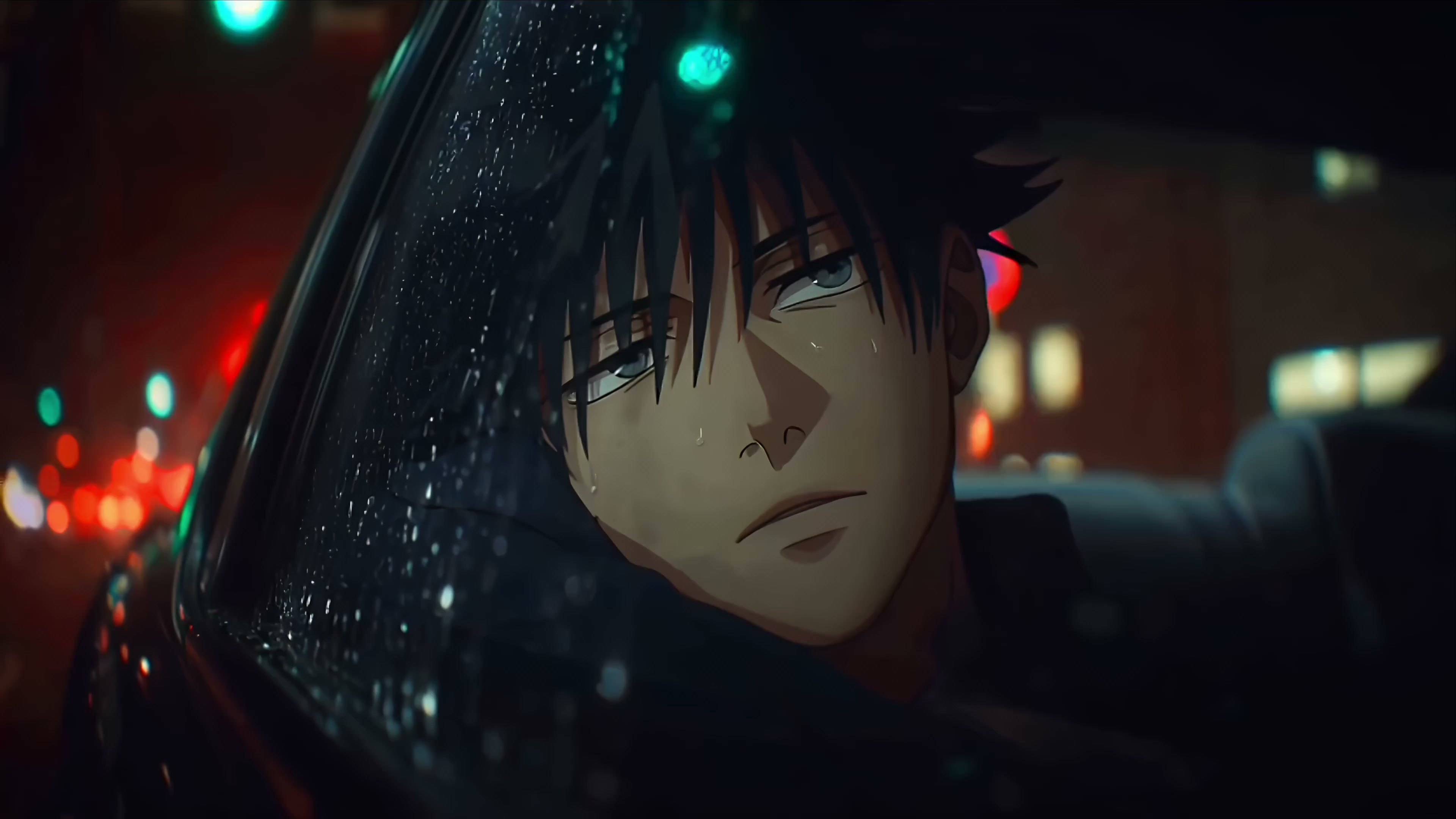 Jujutsu Kaisen - Megumi Fushiguro Rainy Car Night Live Wallpaper