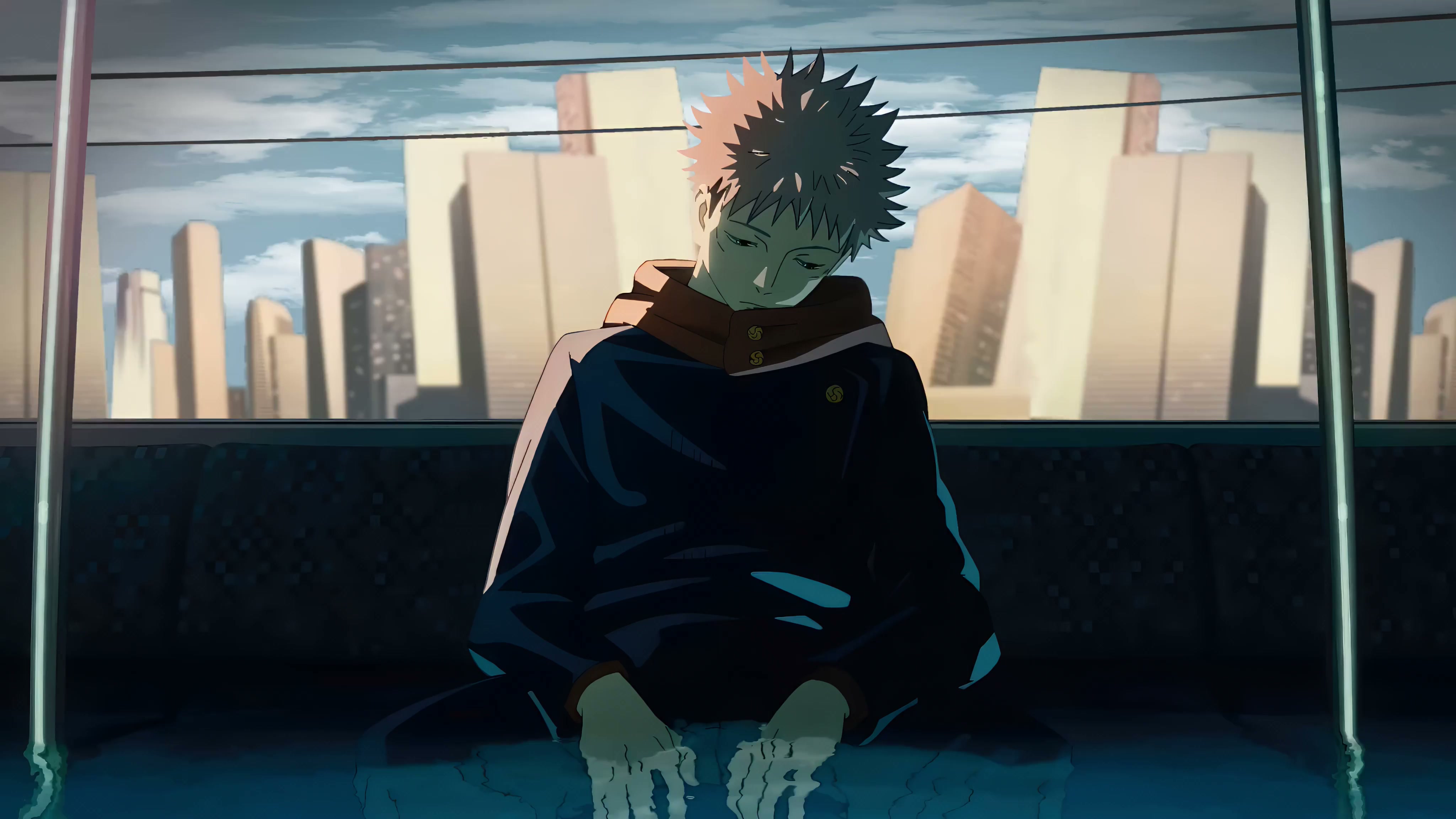 Jujutsu Kaisen - Yuji Itadori Flooded Train Sad Live Wallpaper