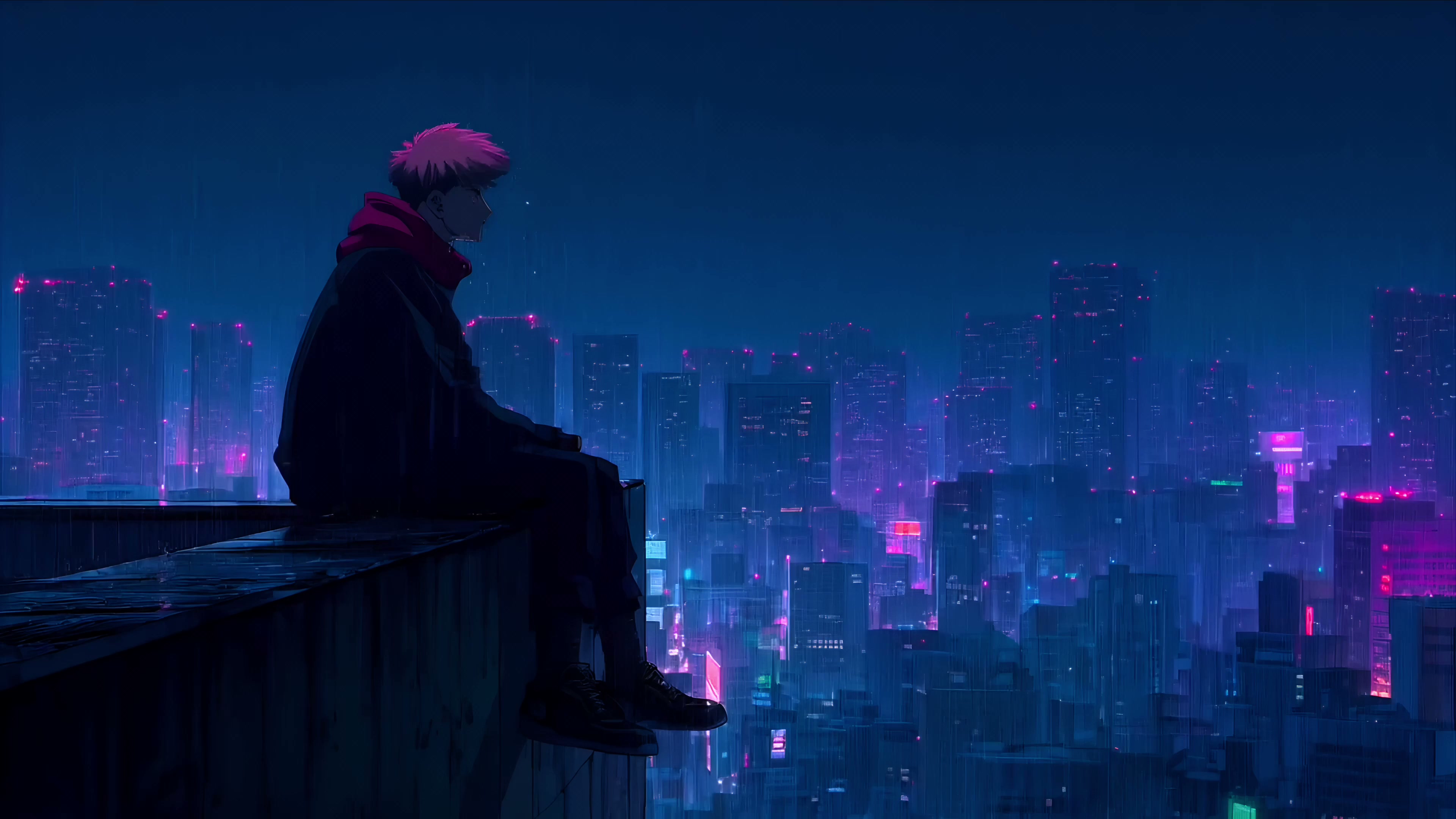 Jujutsu Kaisen - Yuji Itadori Rainy Night City Live Wallpaper