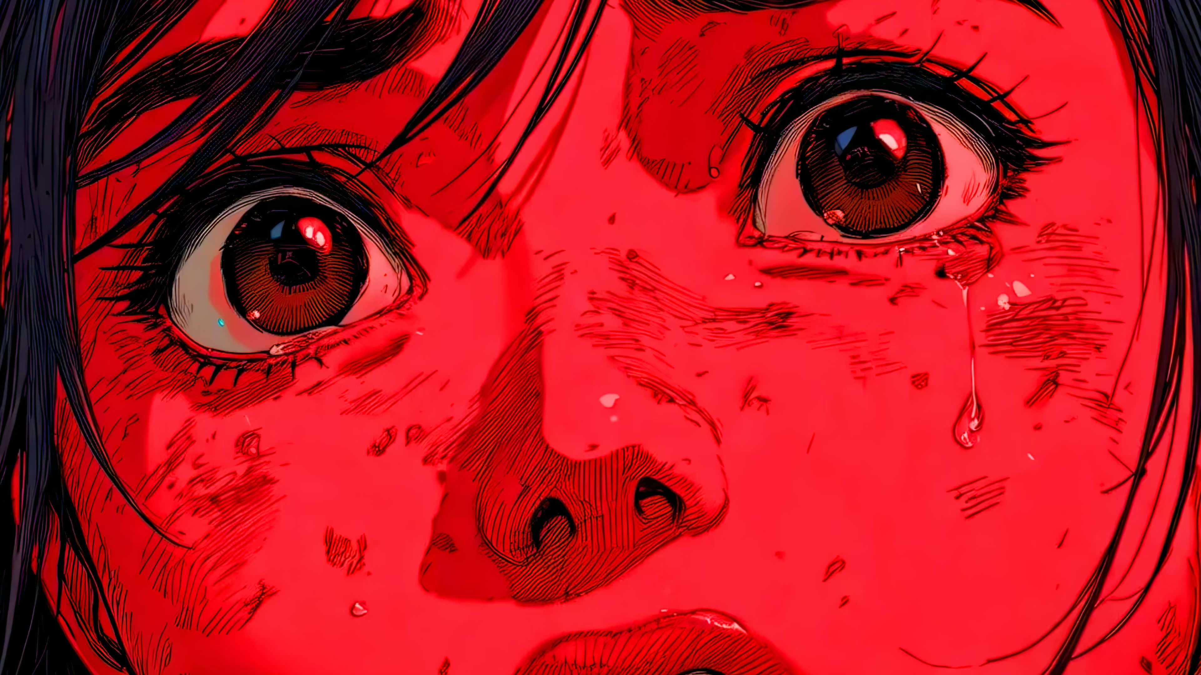 Anime Girl Crying Red Live Wallpaper