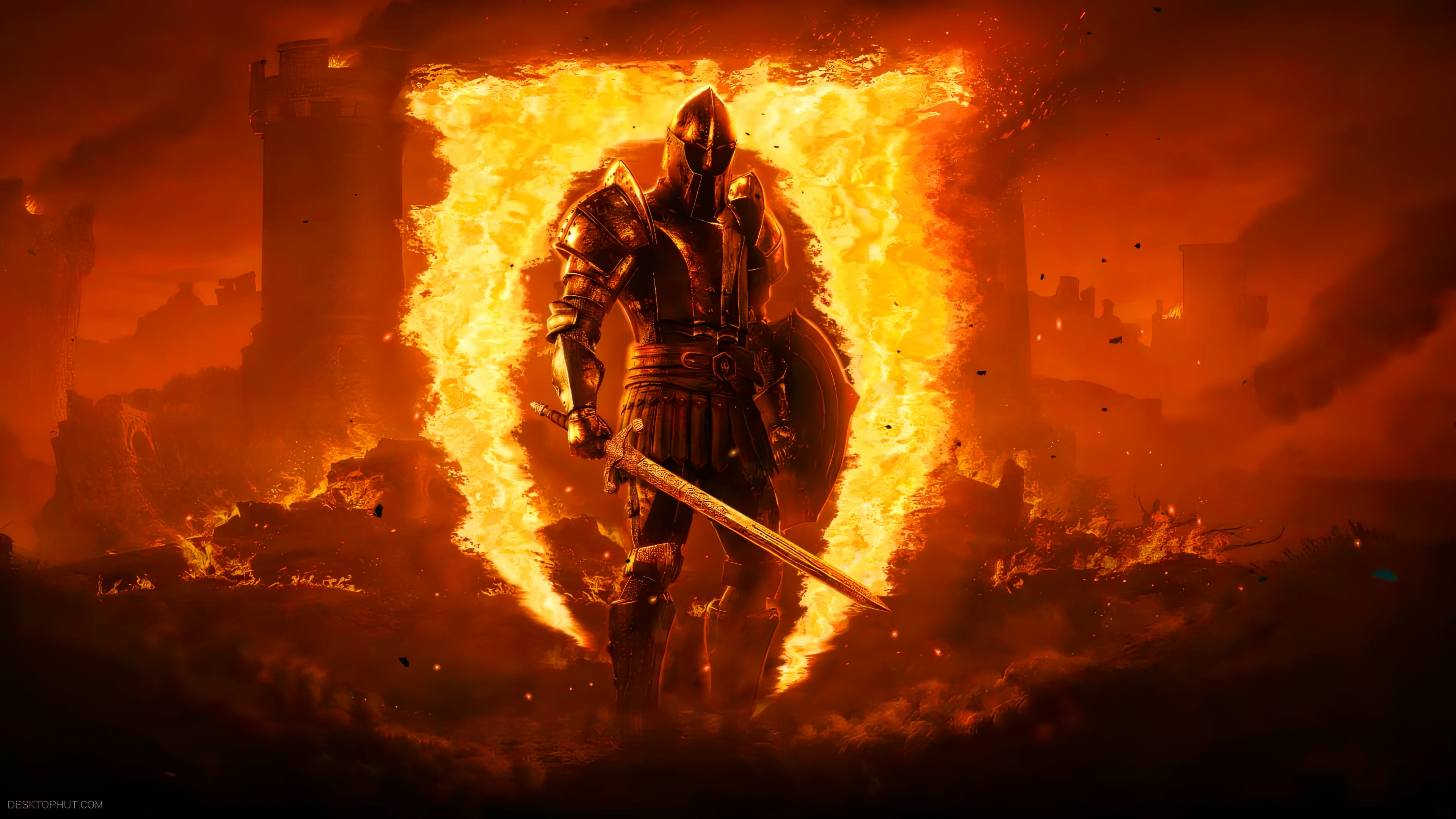 Knight in Flames Live Wallpaper