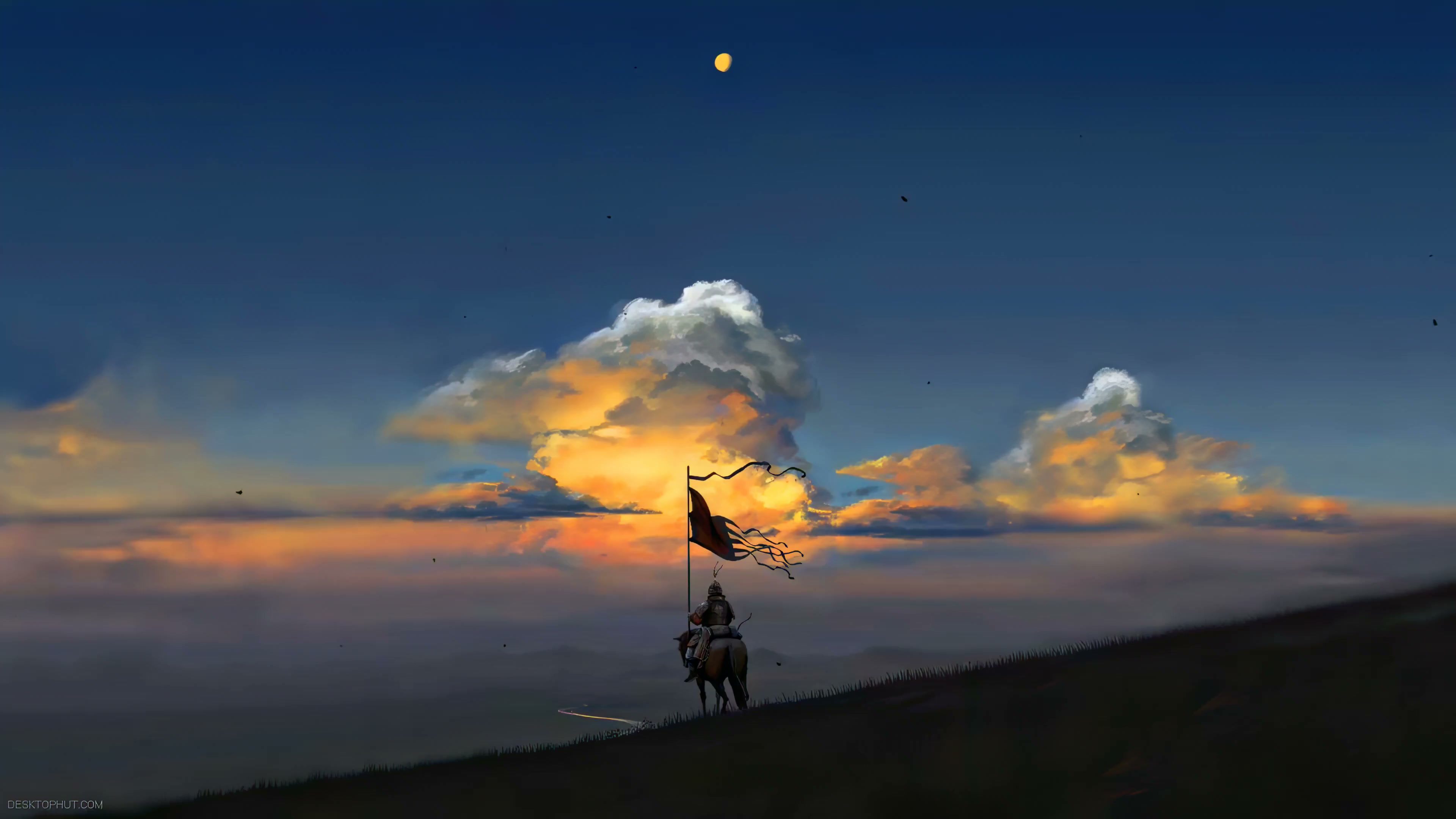 Lone Rider at Sunset Live Wallpaper