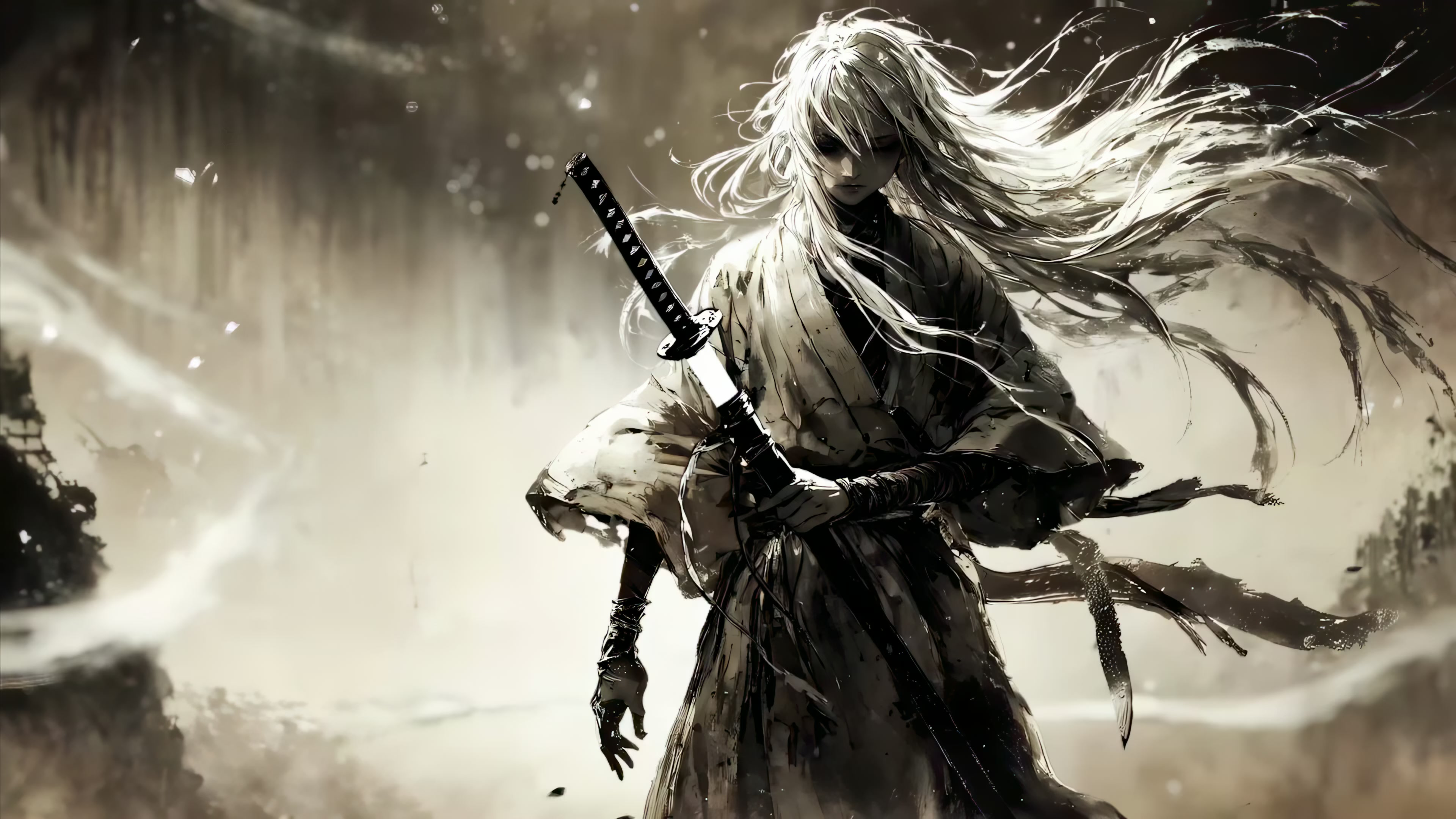 White Haired Warrior Live Wallpaper