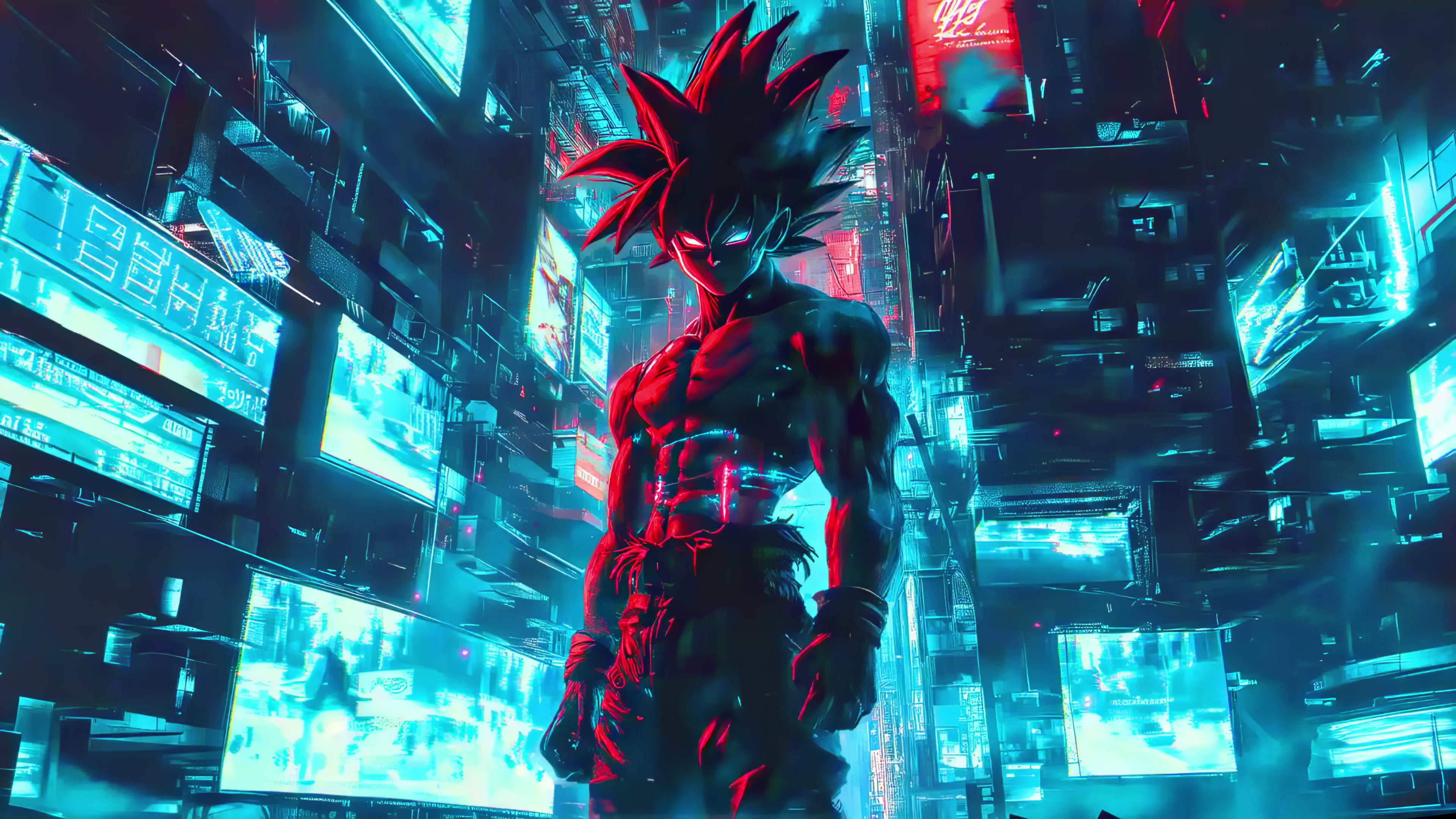 Goku in Neon City Live Wallpaper