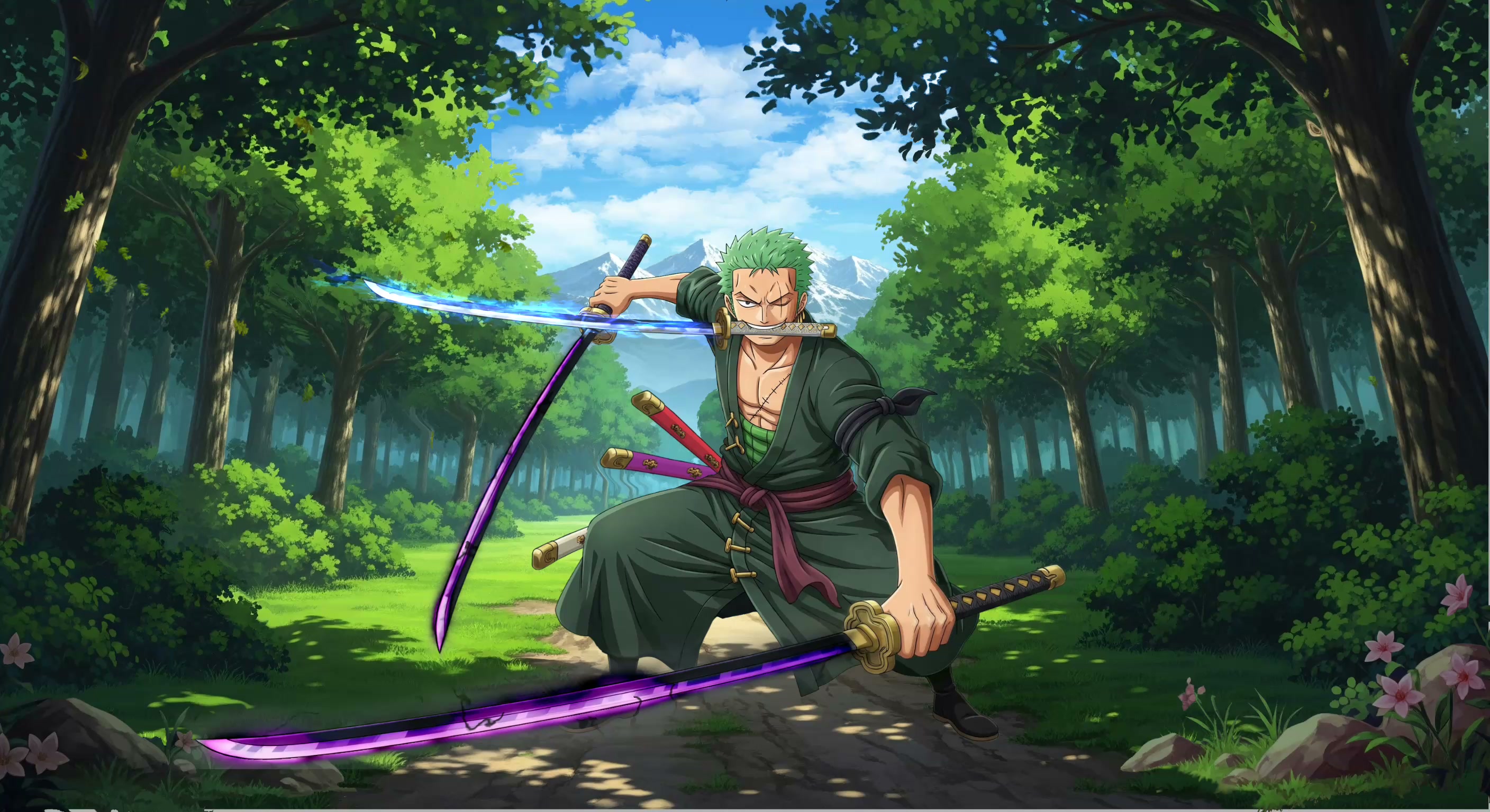 Roronoa Zoro Forest Swordsman Live Wallpaper